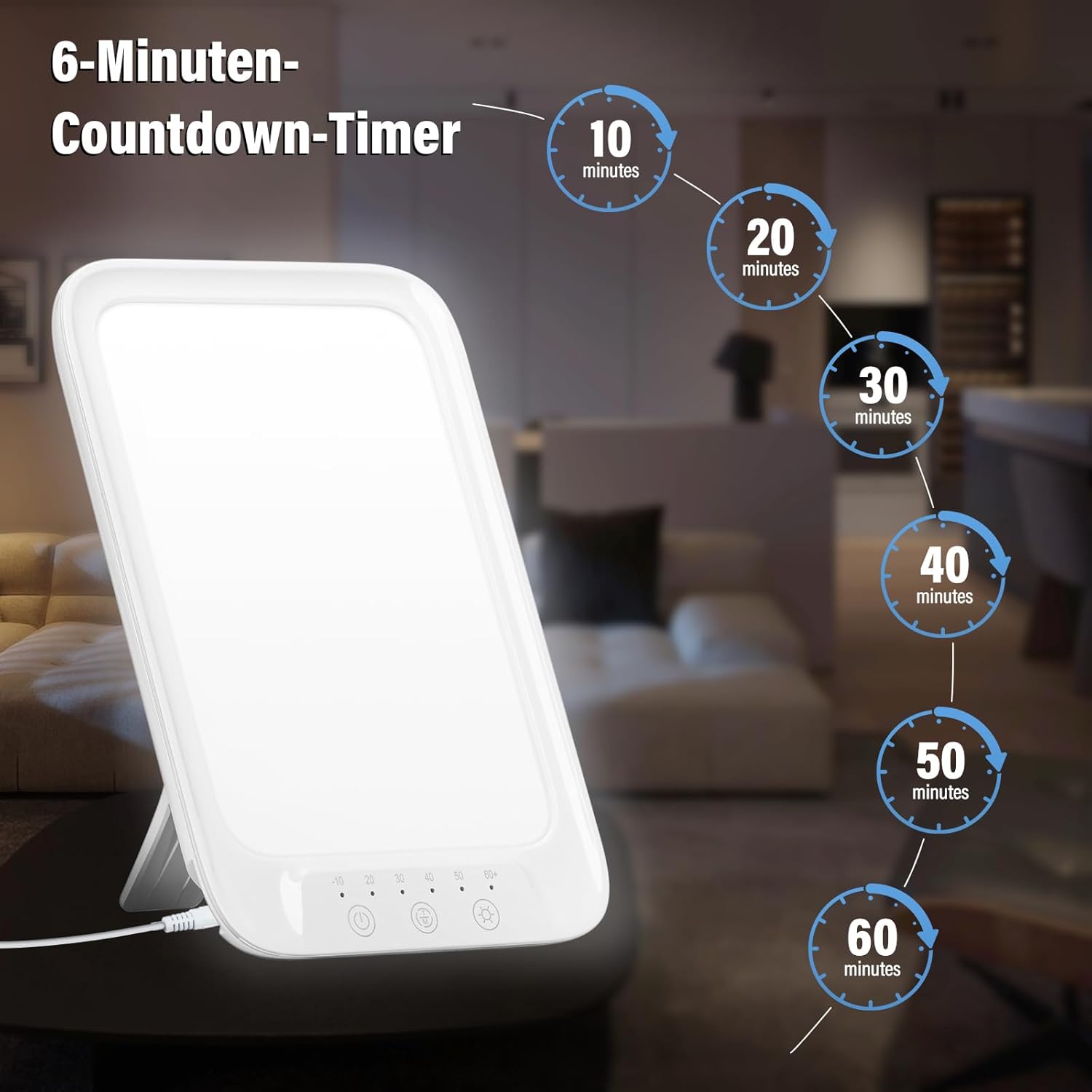 NIKYJM Tageslichtlampe 20000 Lux Lichttherapielampe mit 3 Farbtemperaturen, 10 Helligkeitsstufen und 6 Timern, UV-freie LED-Lichttherapielampe Tageslicht, Touch Control Sonnenlichtlampe – Bild 3