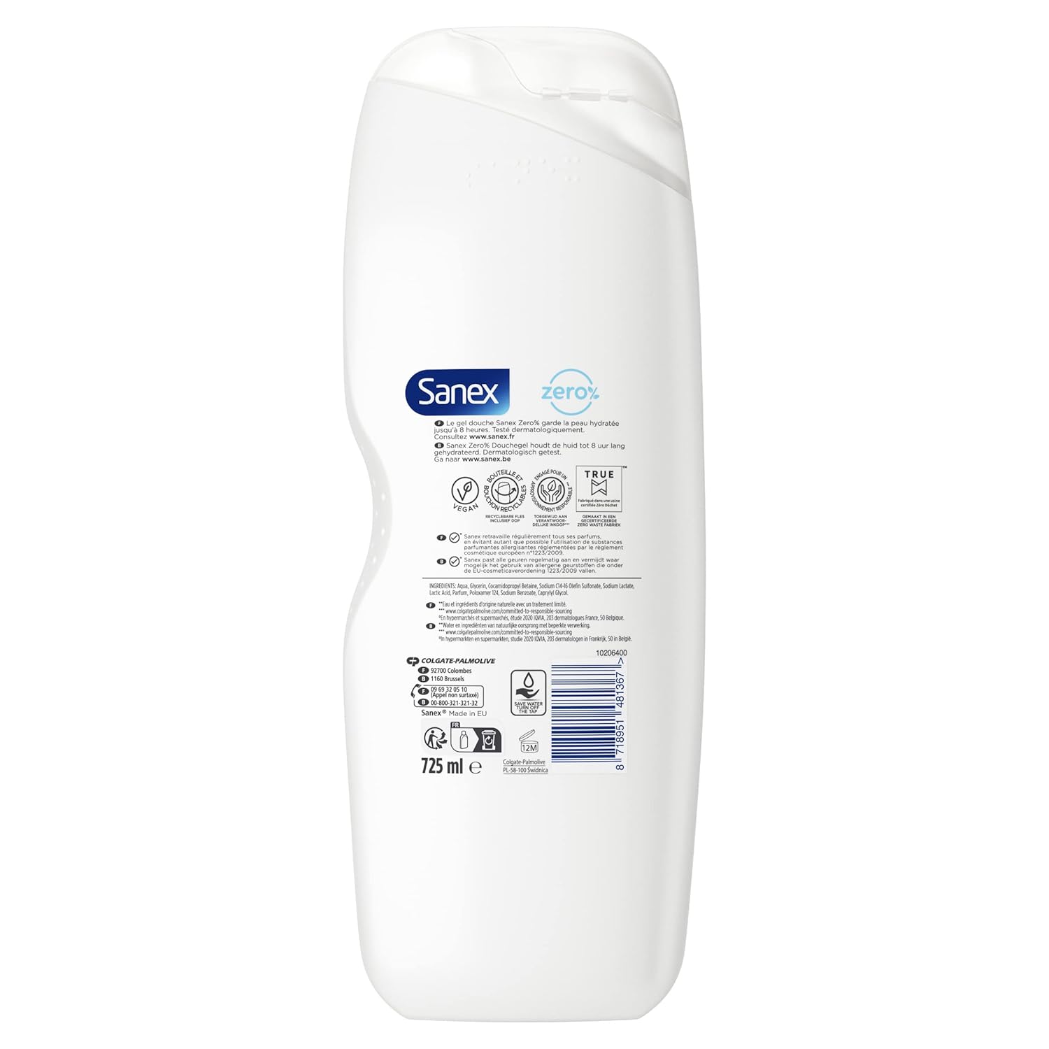SANEX – Null% feuchtigkeitsspendendes Duschgel – alle Hauttypen – Duschgel – 725 ml – Bild 3