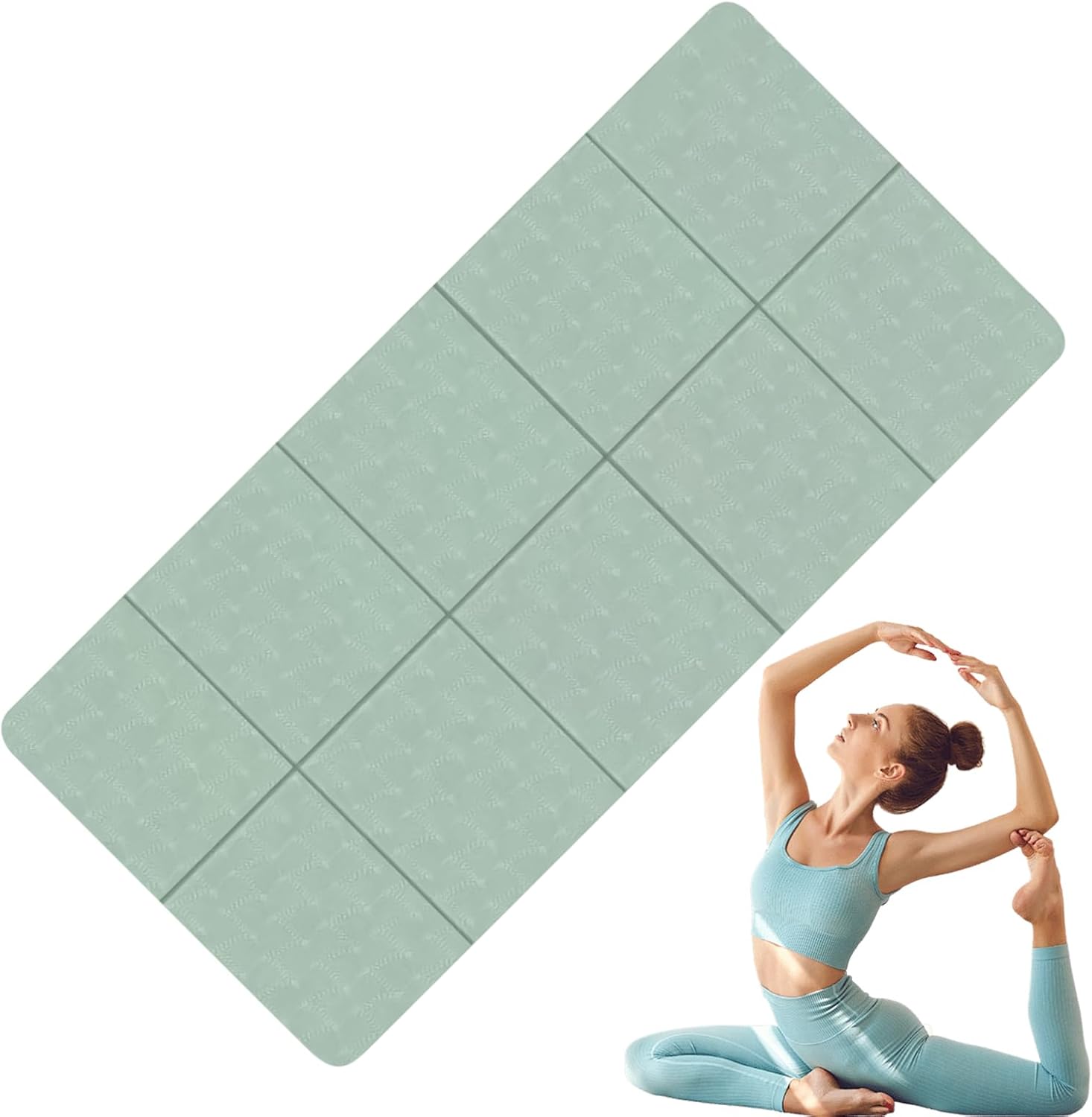 Reise-Yogamatte, rutschfest, faltbar, tragbar, für Zuhause, Yoga, dick, faltbar, Pilates-Bodenübung für drinnen und draußen, Pilates, Workout, Fitness, Dehnen