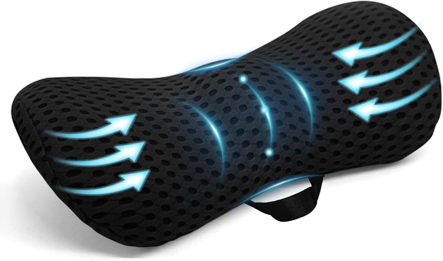 Lendenkissen aus Memory-Schaum, ergonomisches Rückenkissen, Lendenkissen, Rückenstützkissen mit atmungsaktivem Bezug & verstellbarem Gurt, Rückenkissen für Auto, Bürostuhl, Bett, Sofa (schwarz)