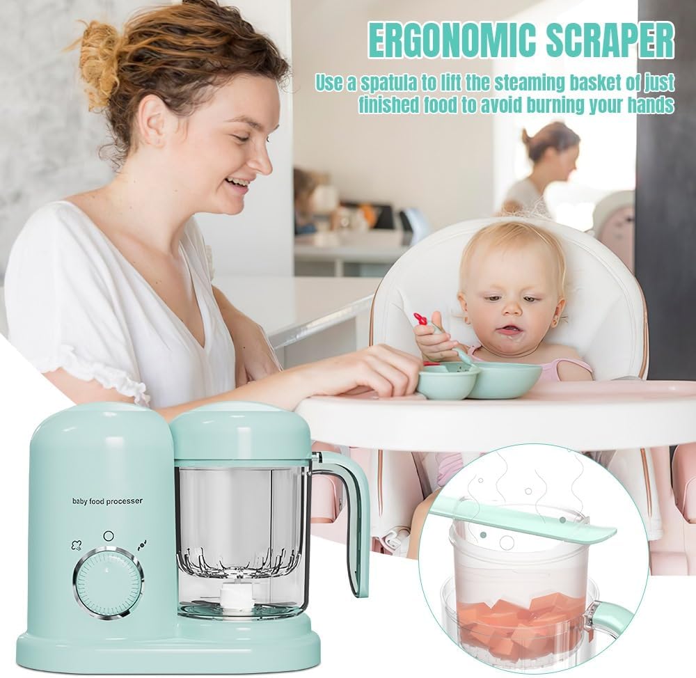 Multifunktions-Babykochmaschine, Dampfgaren und automatisches Mischen, leicht zu reinigender Mixer mit LED-Anzeige für Kinder ab 4 Monaten, All-in-One-Design und kompakt (grün) – Bild 9