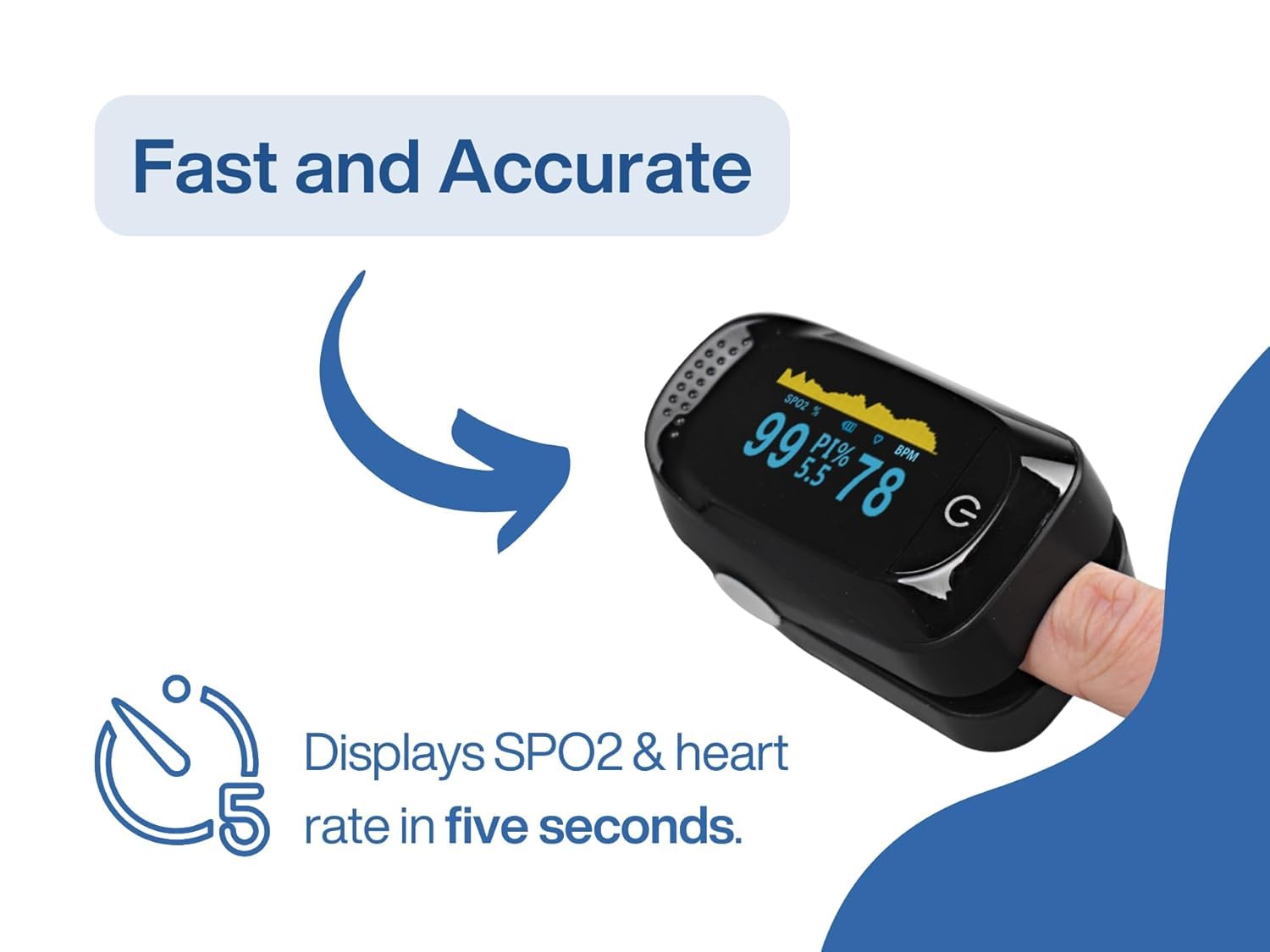 Pulsoximeter, Fingerpulsoximeter, ideal zur schnellen Messung der Sauerstoffsättigung (SpO2), einfacher Herzfrequenzmesser für Erwachsene – OLED-Display (A, 3 Stück) – Bild 3