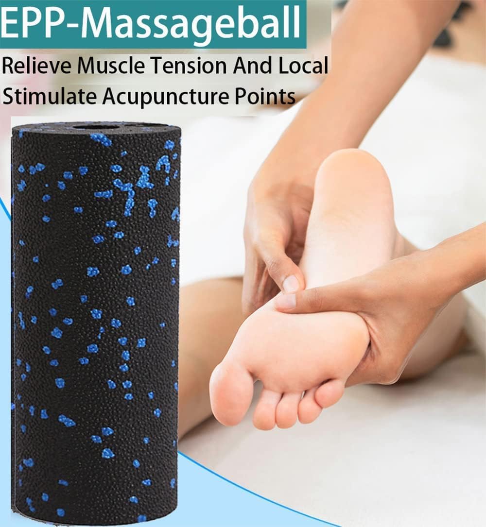 Faszienrolle klein, Faszienrolle für Füße, Faszienrolle Mini, effektive kleine Fitnessrolle zur Selbstmassage, für Anfänger und Leistungssportler Faszienrolle (Schwarz Blau) – Bild 5