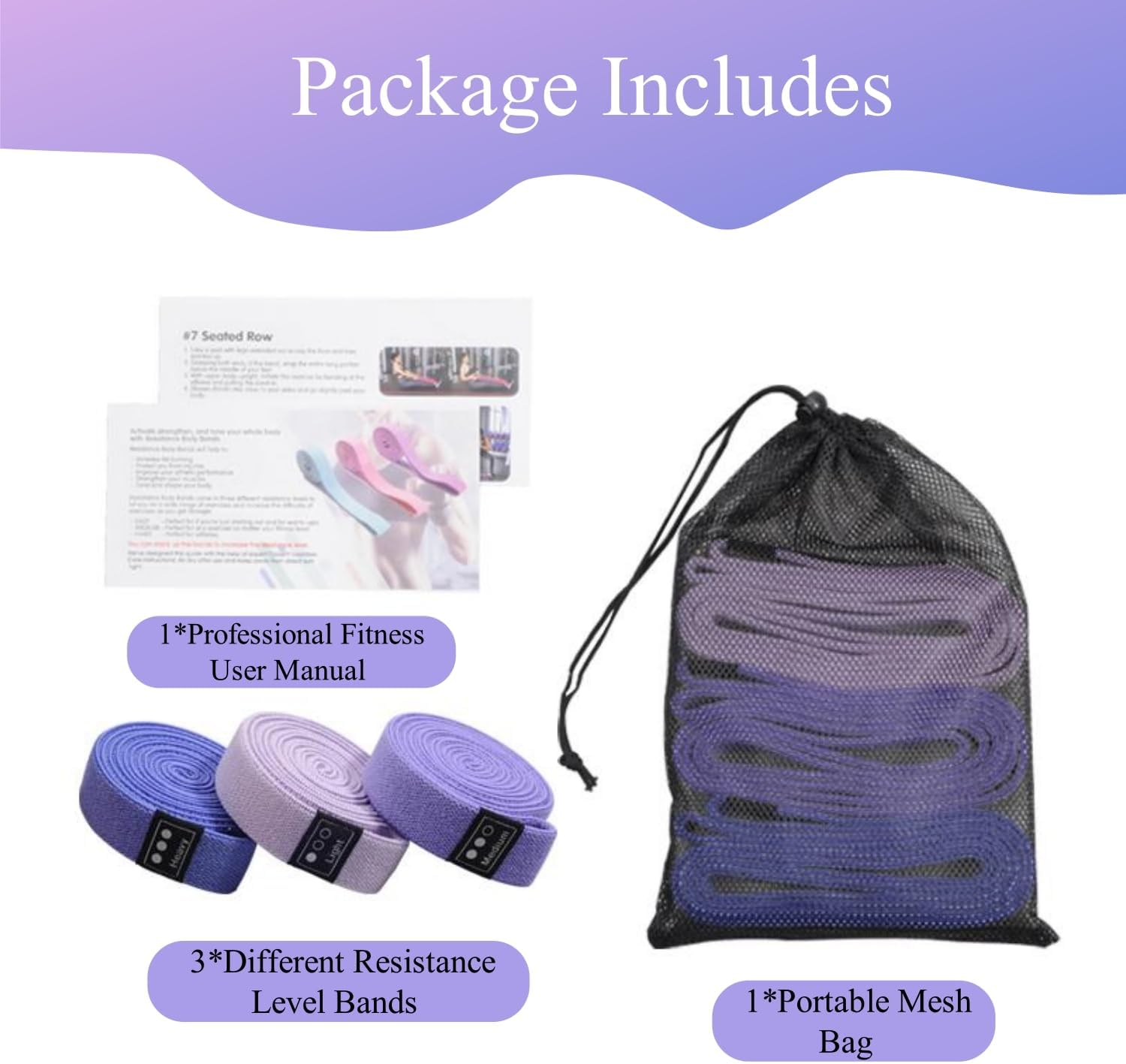 CEILIWEN Fitnessbänder (3er Set), Widerstandsbänder Lang mit 3 Widerstandsstufen, Widerstandsbänder Lang Set Fitnessband für Frauen/Männer Krafttraining, Yoga, Pilat, Fitness – Bild 2