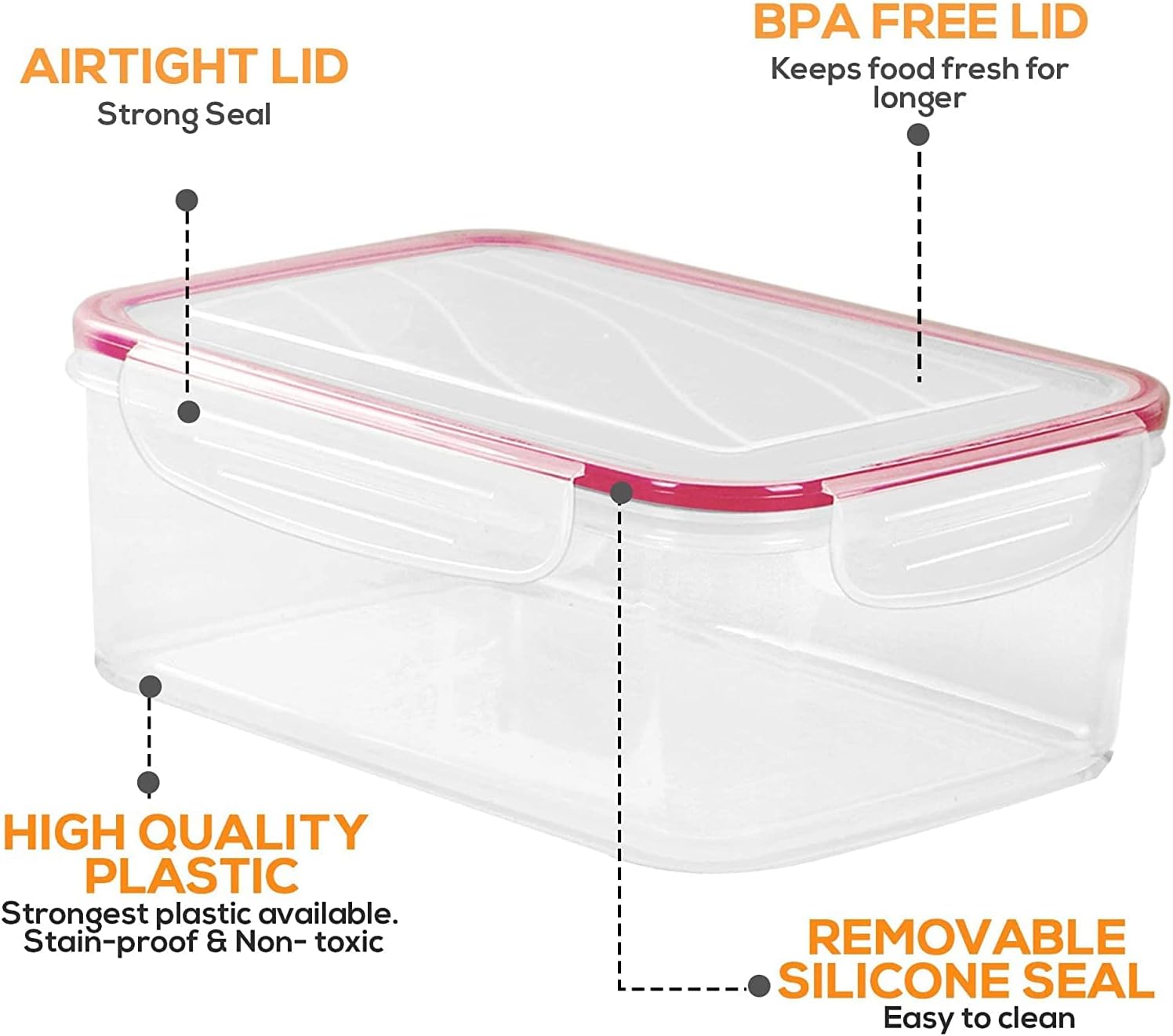 KICHLY 18 Vorratsgläser mit Deckel (9 Behälter, 9 Deckel), Frischhaltedosen, Meal-Prep-Boxen, auslaufsichere Gefrierbehälter, BPA-freier Küchen-Aufbewahrungsbox-Organizer (rot) – Bild 6