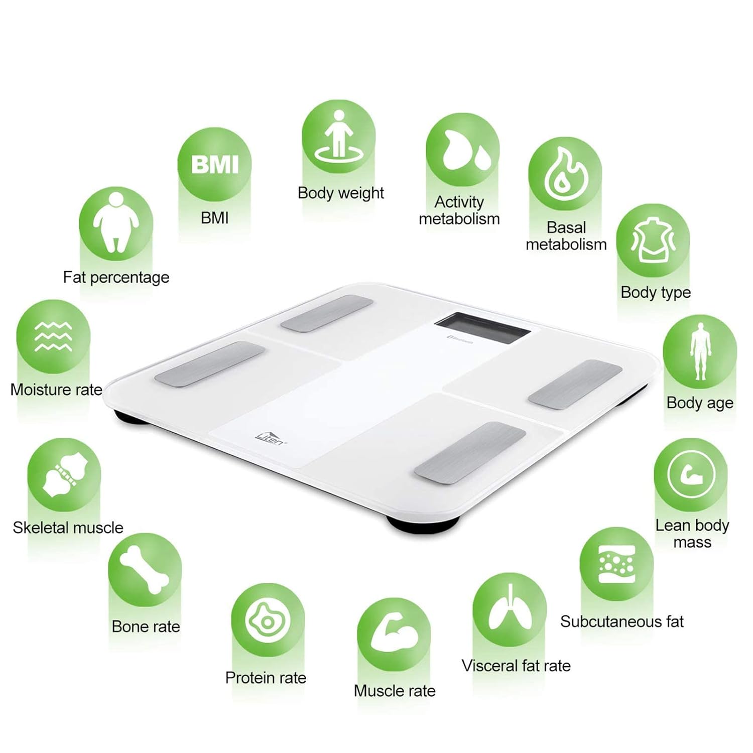 Digitale Personenwaage Körperfettwaage Uten Bluetooth Körperwaage Digitale Körperanalysewaage mit App Körperanalysegerät Waage 180 kg 400 lb – Bild 2
