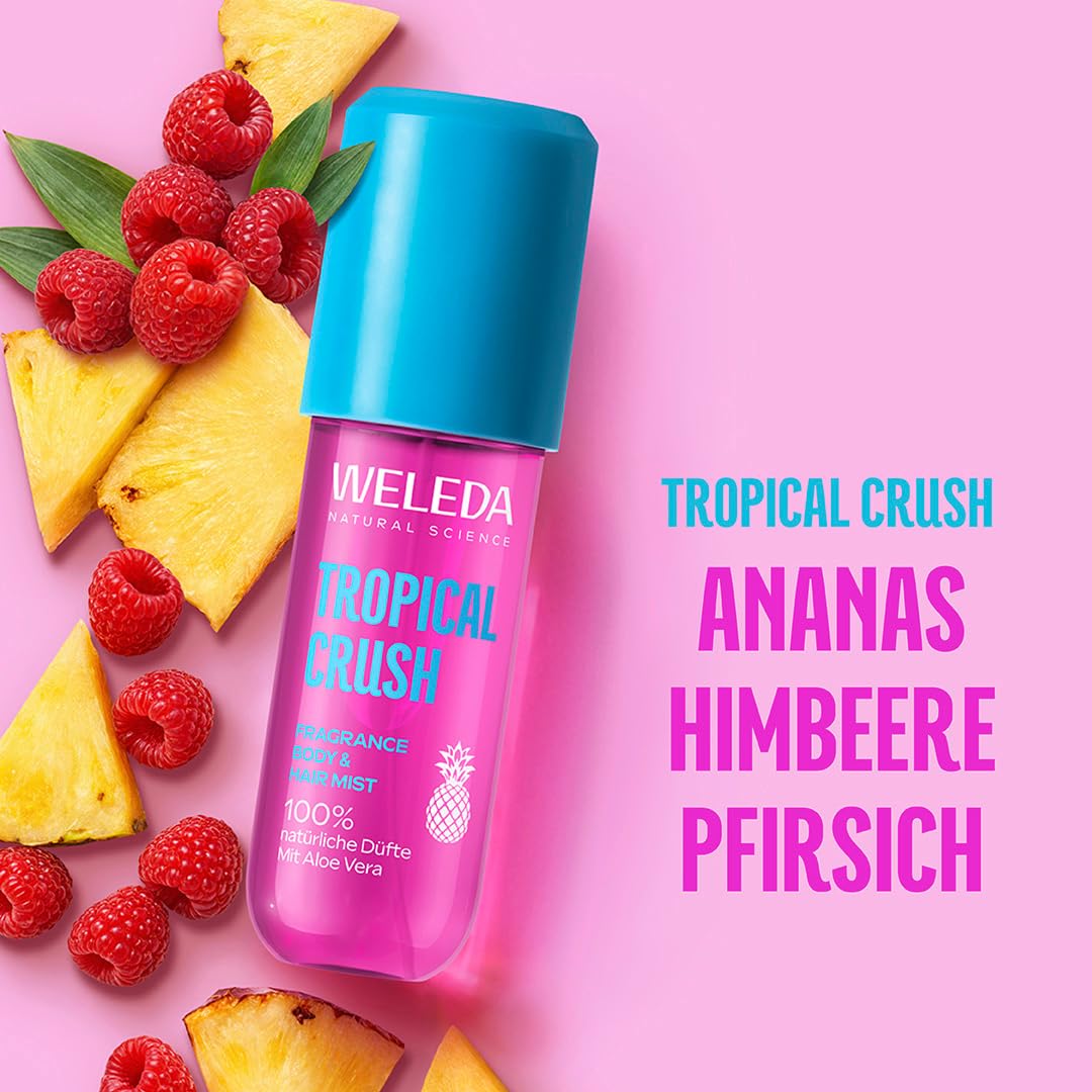 WELEDA Organic Fragrance Body & Hair Mist Tropical Crush – Naturkosmetik Körperspray/Körperspray mit Mango-, Himbeer- & Ananasduft, erfrischt Haut & Haare (vegan, 95 ml) – Bild 3