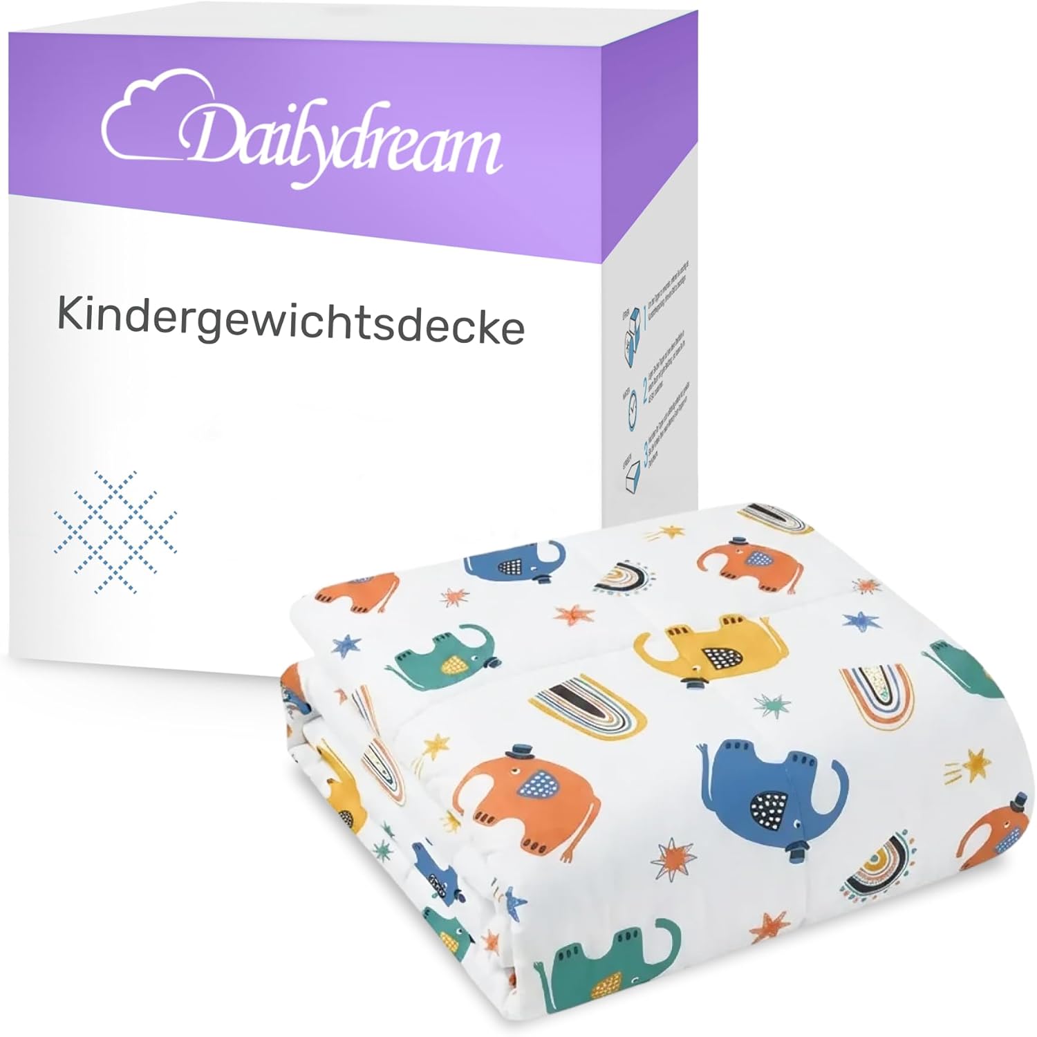 Dailydream Gewichtsdecke für Kinder, 90 x 120 cm, 2,5 kg, Weltraum-Motiv, 100 % Baumwolle mit Glasperlenfüllung, schwere Decke zum Schlafen, Gewichtsdecke, Therapiedecke, Körpergewicht 20–35 kg