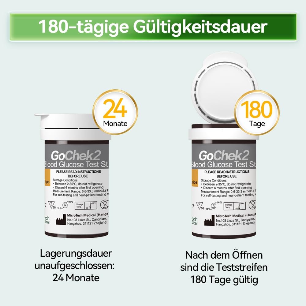 MicroTech Blutzuckermessgerät-Set mit 10 Teststreifen und Lanzetten, ohne Codierung, 500 Speicher, breiterer HKT für die Familie (mmol) – Bild 8