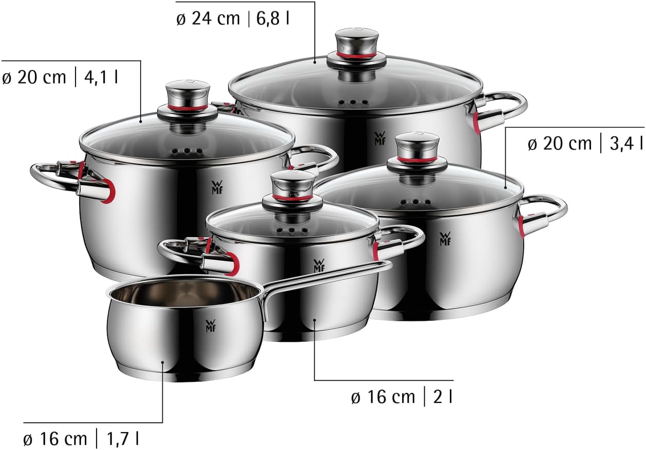 WMF Topfset 5-teilig, Qualität, ein Dampfabzug, Glasdeckel, Cromargan® Edelstahl poliert, für Induktionsherde geeignet, spülmaschinenfest – Bild 8