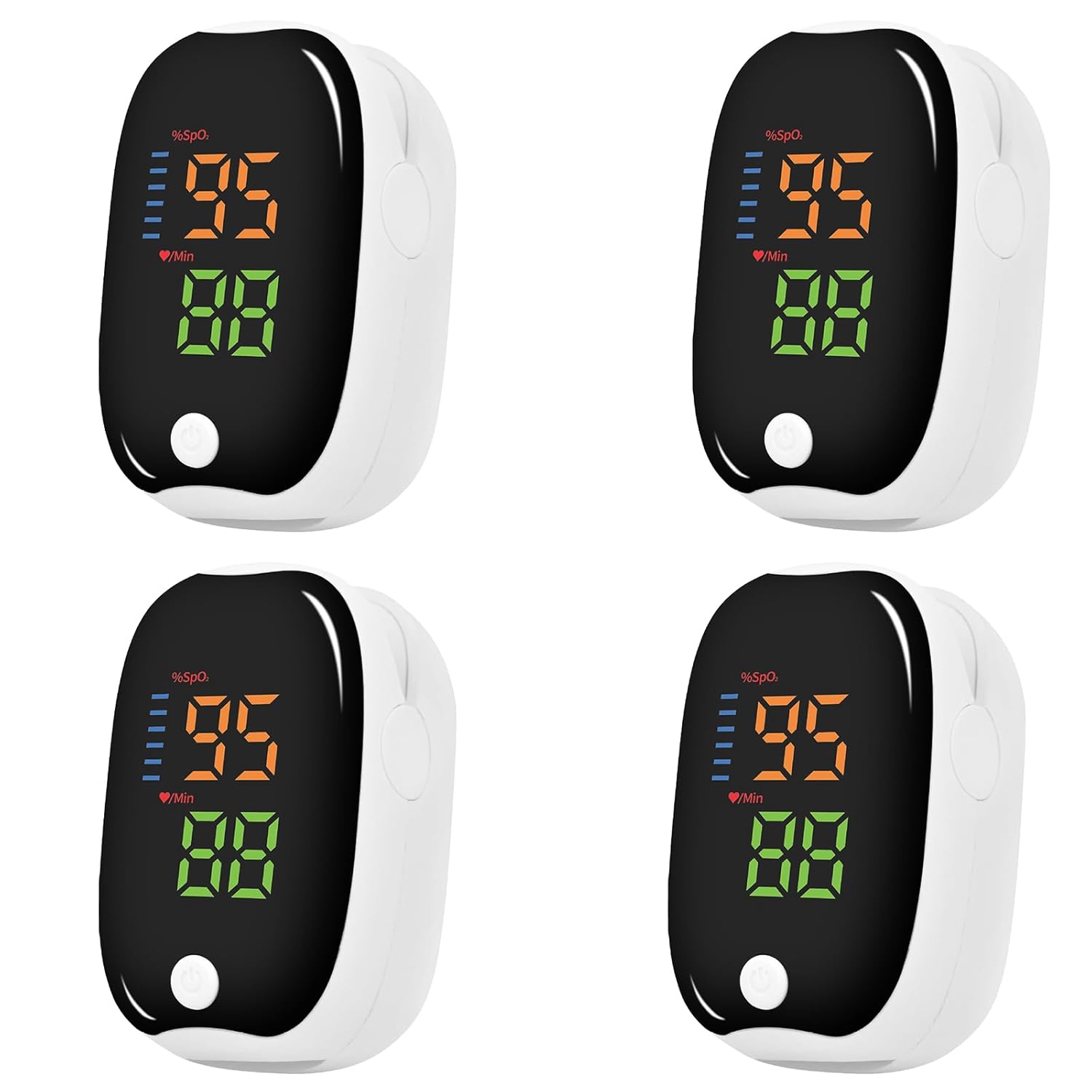 Fingerpulsoximeter Sport, SpO₂ & Pulsfrequenzmesser mit OLED-Display, tragbar für Training, Wandern und Freizeit (Schwarz, 4 Stück)