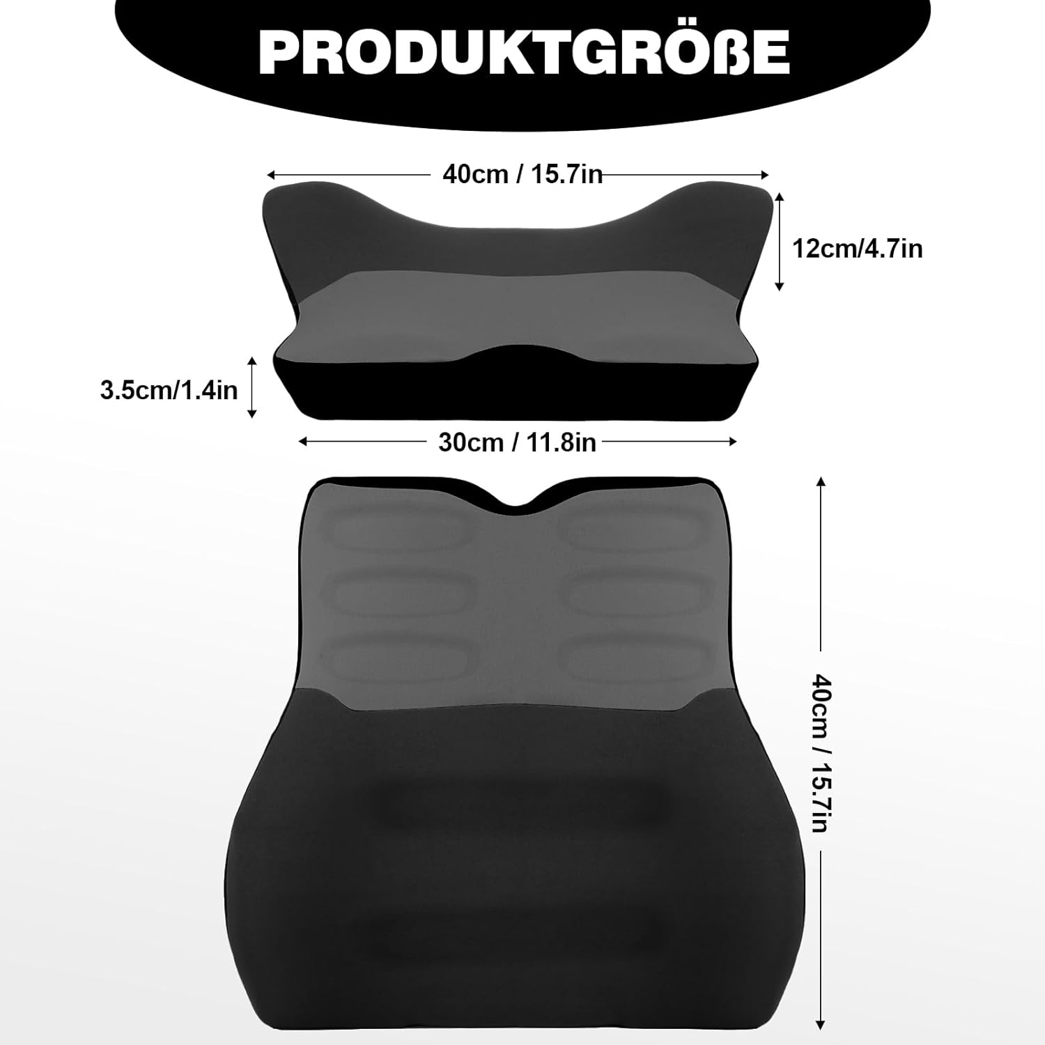 Lendenkissen, Lendenkissen Auto, Lordosenstütze, Rückenkissen, Memory-Schaum, ergonomisches Rückenstützkissen für Zuhause, Büro, Auto, Schwarz – Bild 2