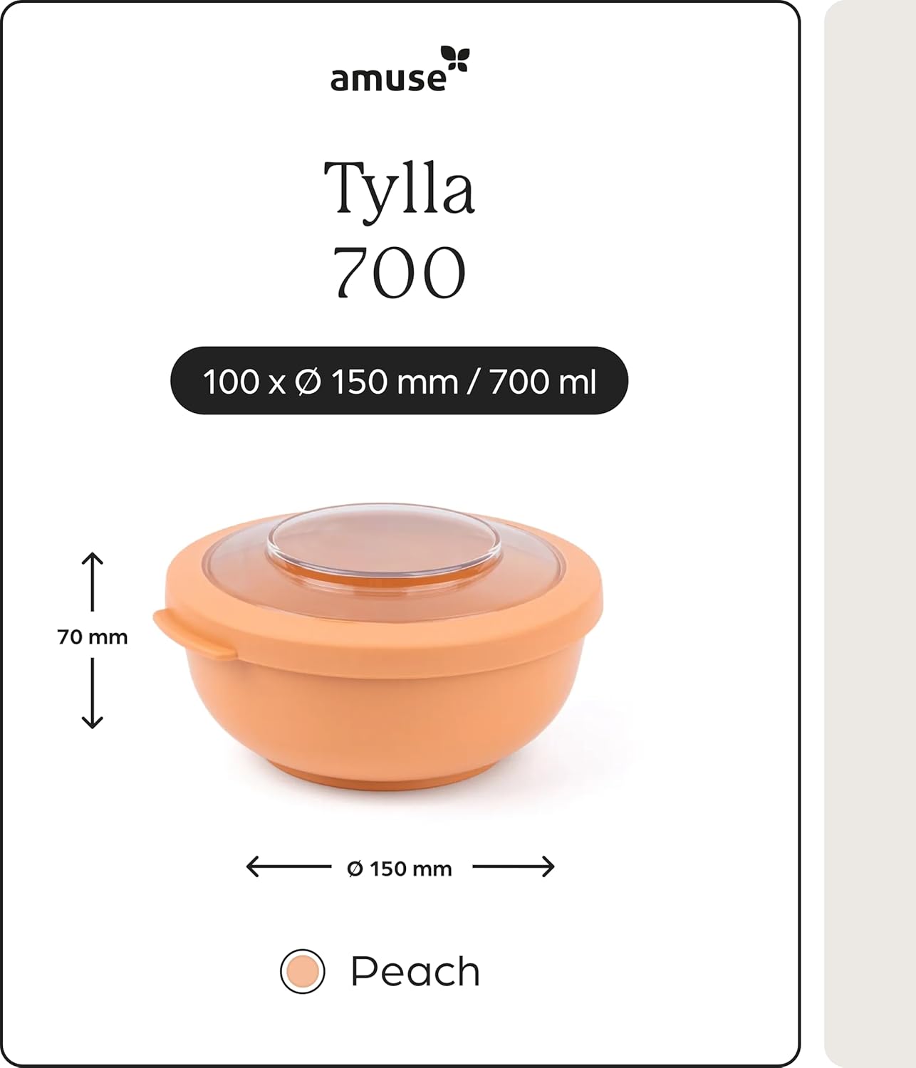 Amuse Tylla Lunchbox für Erwachsene (700 ml) | Luftdichte Frischhaltedosen mit Deckel | Meal-Prep-Box | BPA-freie Lunchbox, mikrowellengeeignet | Salat-To-Go-Box | Lunchbox | Behälter zum Einfrieren – Bild 2