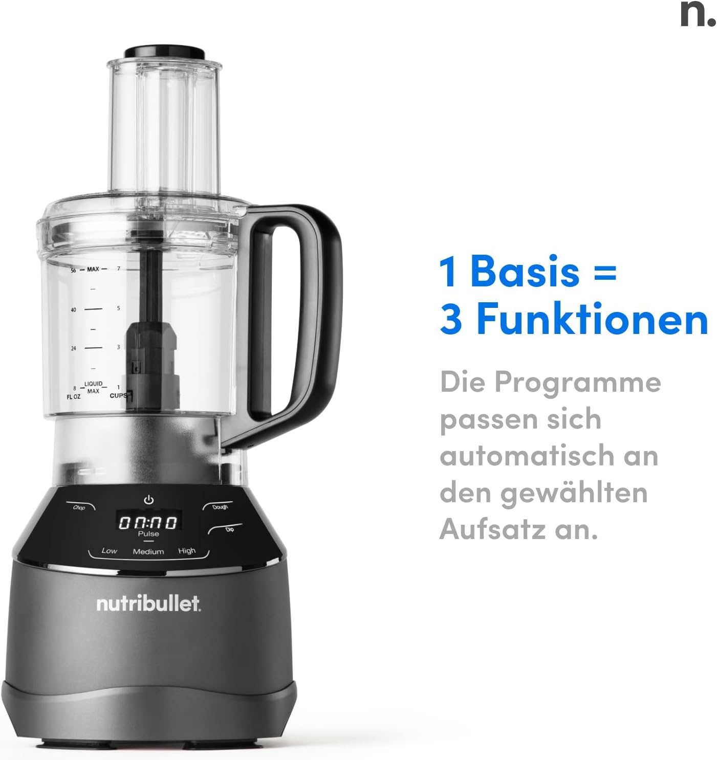 Nutribullet Full Size Blender Combo, elektrischer Mixer, multifunktionaler Zerkleinerer, professionell, 1200 Watt Leistung, 1,89 l Krug, 946 ml und 710 ml Gläser, Schwarz, NBF580B – Bild 4