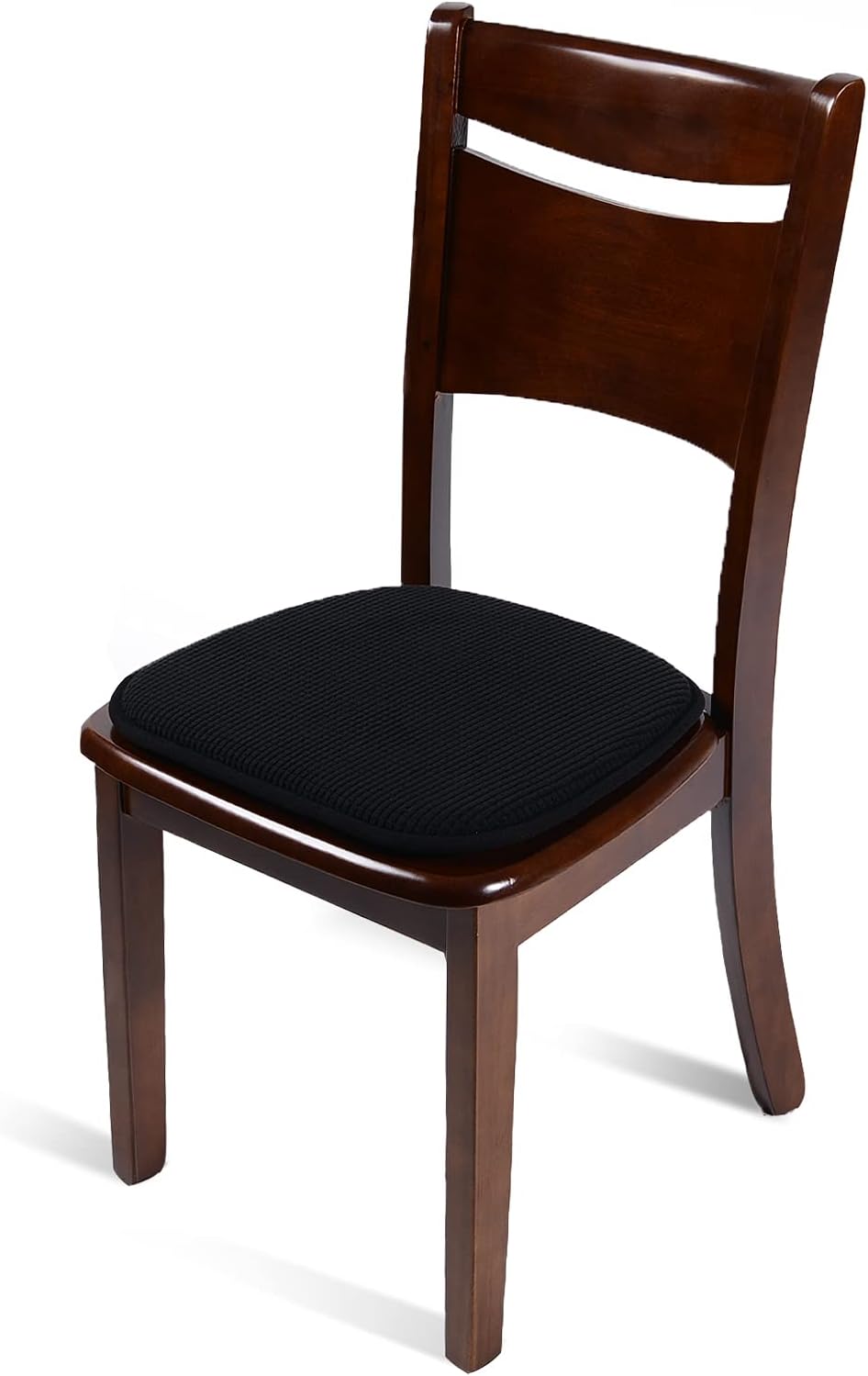 4er-Set Stuhlkissen, 40 x 38 cm, Sitzkissen Stuhl mit kariertem Samtbezug, rutschfest, waschbar, Sitzkissen für Stühle im Büro, Outdoor, Indoor, Garten, 15 x 16 Zoll (schwarz) – Bild 8
