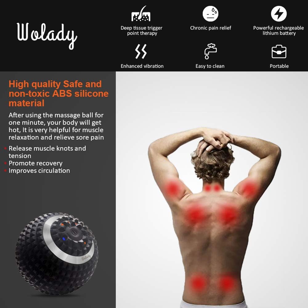 Elektrischer Massageball, vibrierender Massageball, Faszienball zur Selbstmassage für Muskeln und Plantar, über USB wiederaufladbar, Schmerzlinderung, Muskelverspannungen – Bild 4