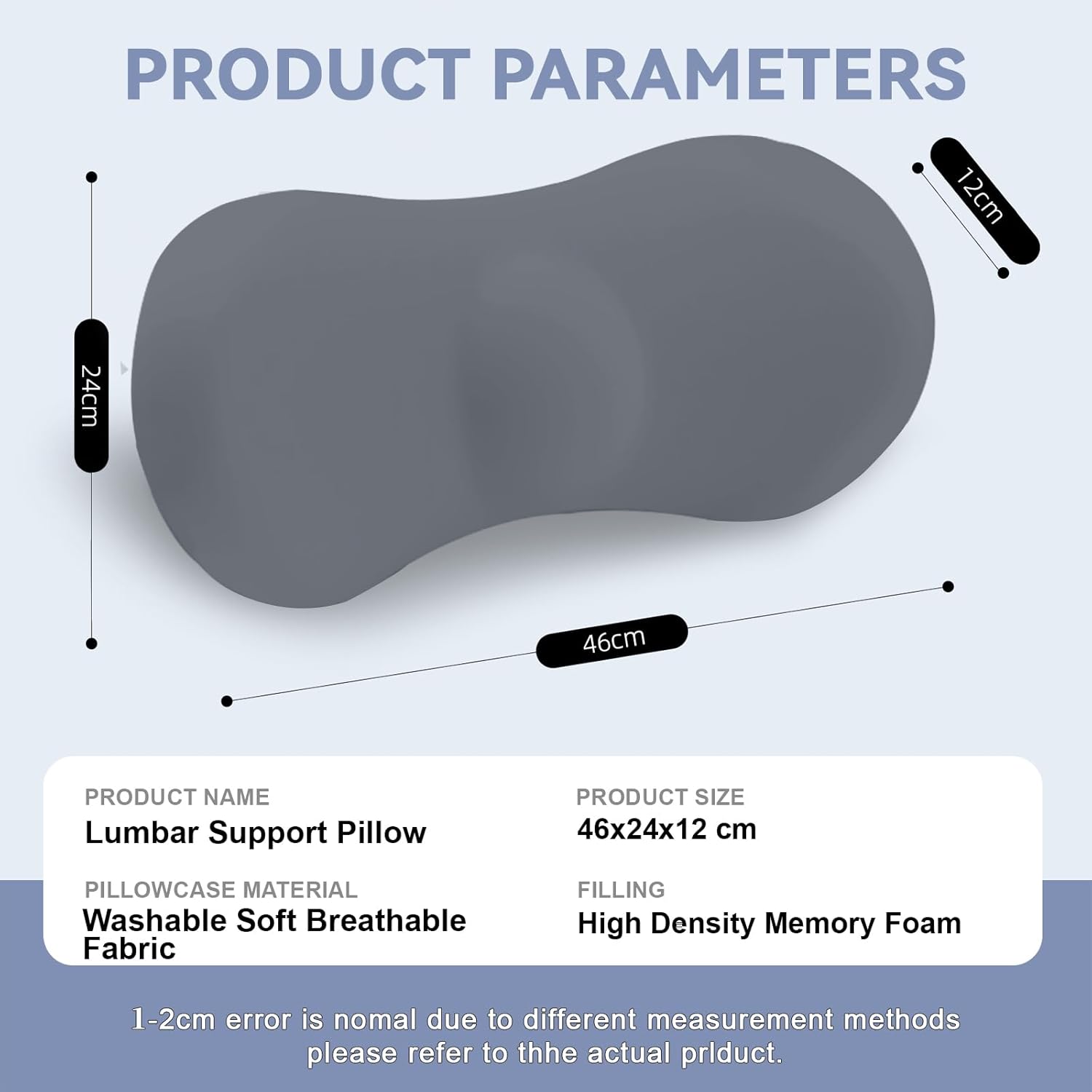 Lendenkissen, Memory Foam Lendenkissen Auto, Ergonomisches Rückenkissen, Orthopädisches Kissen für Bett, Stuhl, Auto und Bürostuhl, Druckentlastung (Dunkelgrau) – Bild 2