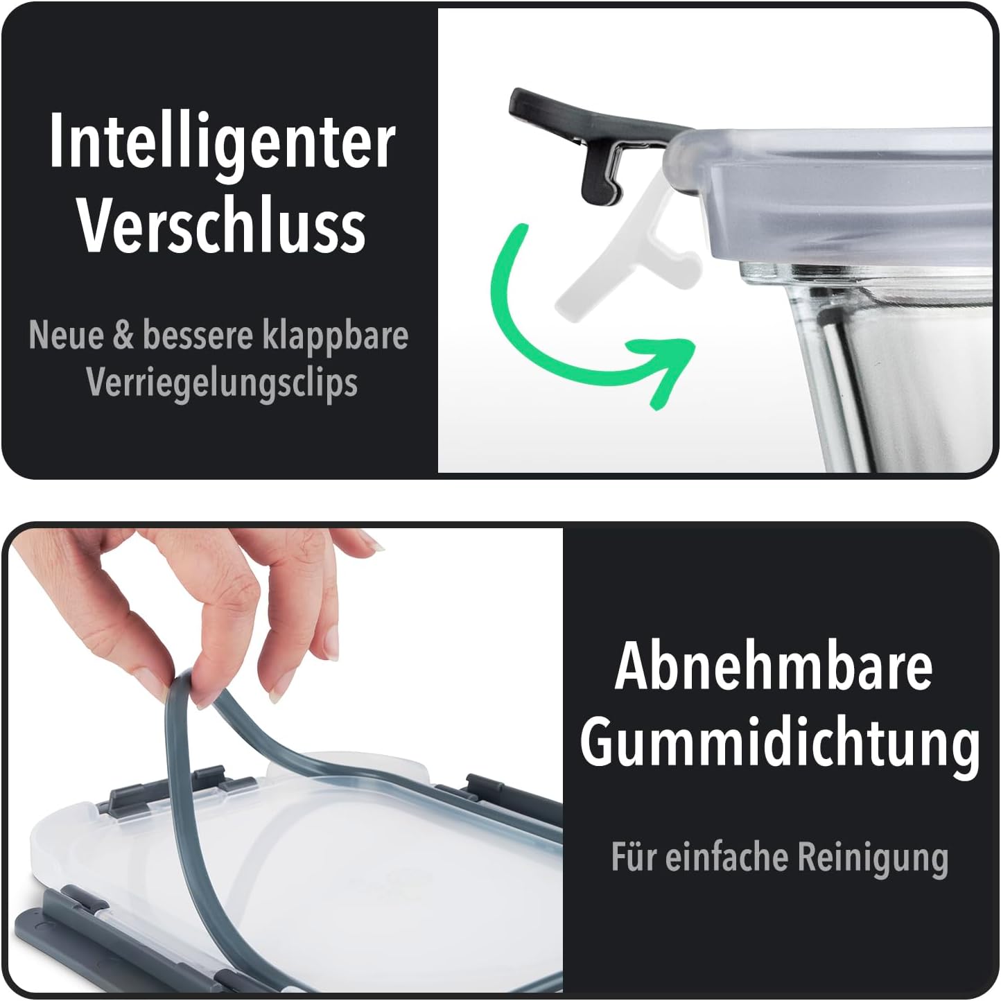 GUT FÜR SIE – Set aus Essenszubereitungsboxen und Vorratsbehältern aus Glas – 20-teilig (10 Behälter und 10 Deckel), spülmaschinen-, mikrowellen- und gefriergeeignet, BPA-frei, Behälter aus Borosilikatglas – Bild 5