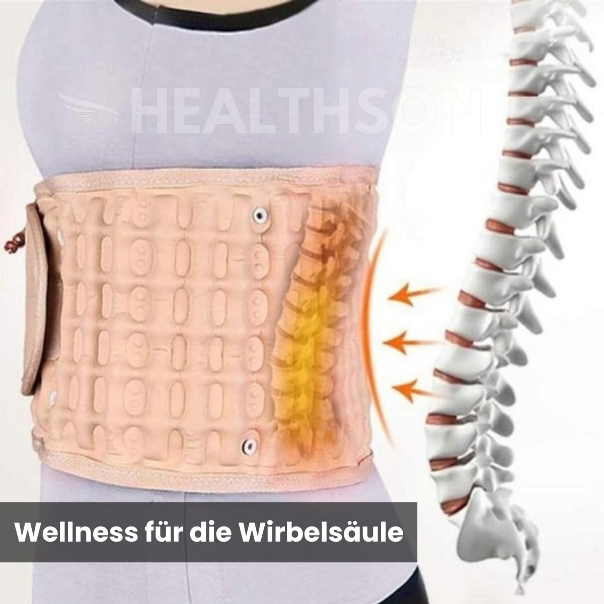 Lumbara-Rückengürtel – atmungsaktiver Gürtel gegen Rückenschmerzen, Lendenwirbelstütze, Linderung von Bandscheibenvorfall und Ischias, Alltags-Rückenbandage, das Original – Bild 5