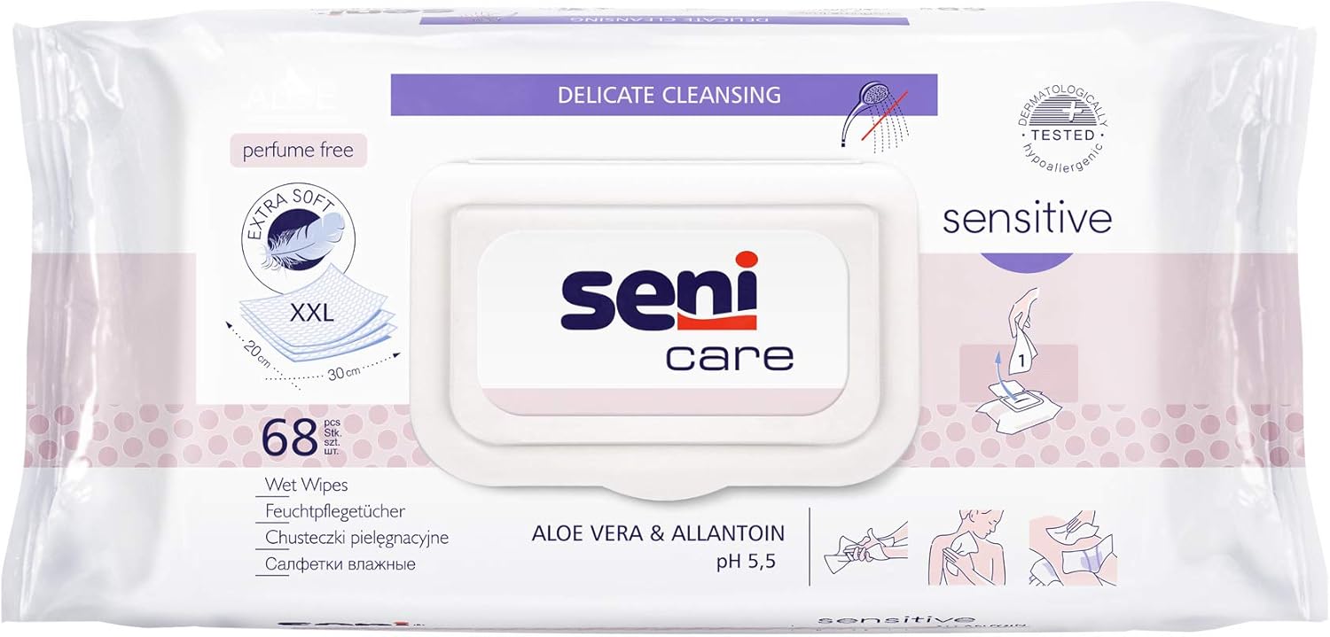Seni Care Sensitive Feuchttücher, 68 Stück