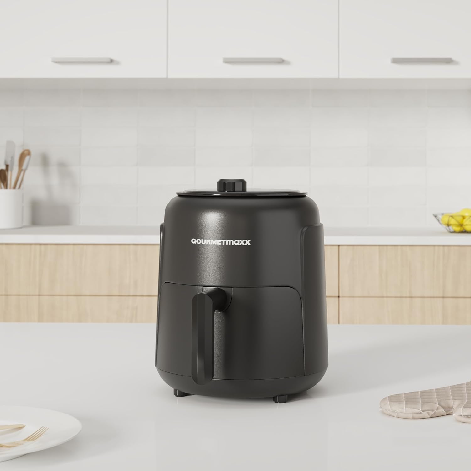 GOURMETmaxx Heißluftfritteuse 2,3 L | Airfryer mit 60-Minuten-Timer und 9 Funktionen, einschließlich Vorheizen und Warmhalten | Energiesparendes & geruchsarmes Frittieren – nahezu ohne Öl | 1000 W – Bild 2