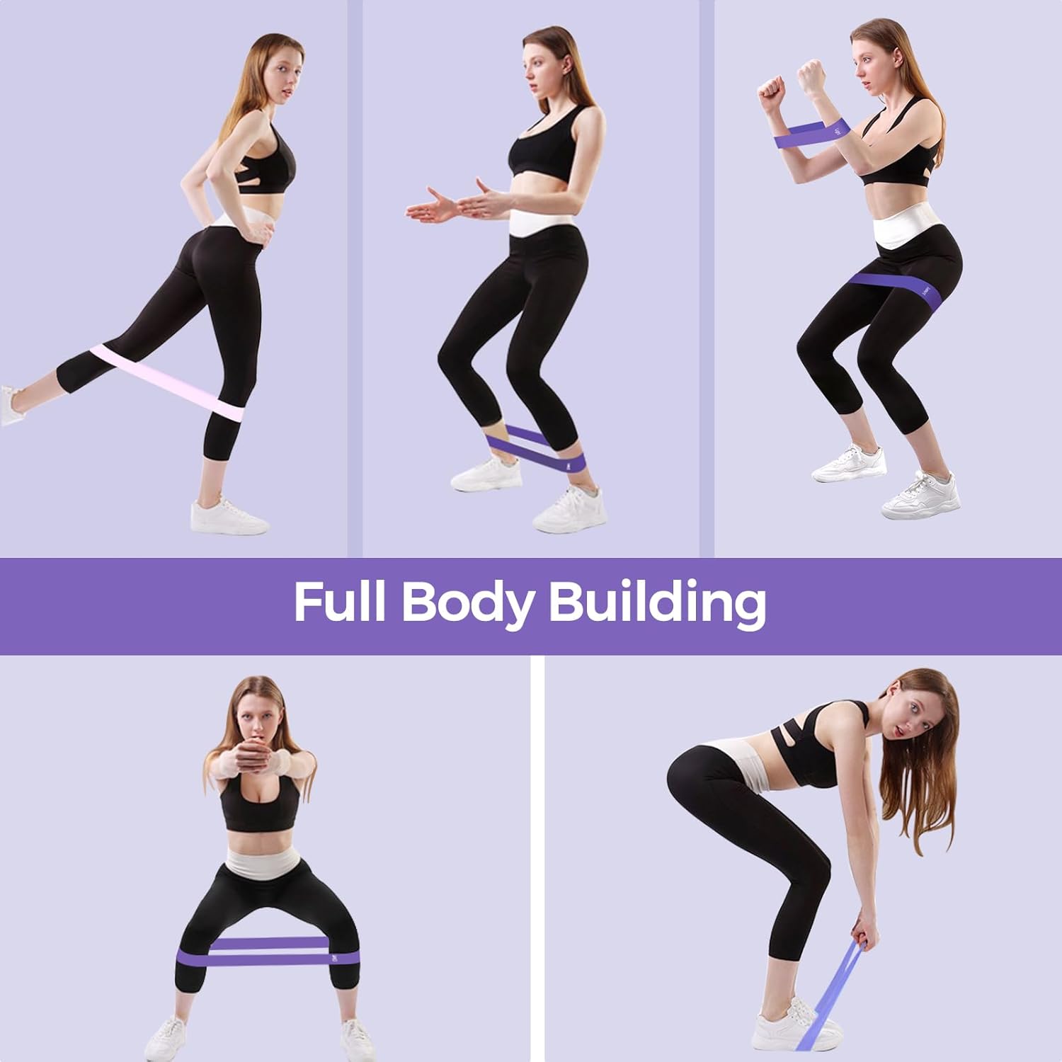 Fokky Fitnessbänder (5er Set), 100% Naturlatex Resistance Bands Widerstandsbänder mit Übungsanleitung auf Deutsch & Tragebeutel, Gymnastikband Fitnessband für Muskelaufbau Pilates Yoga – Bild 6