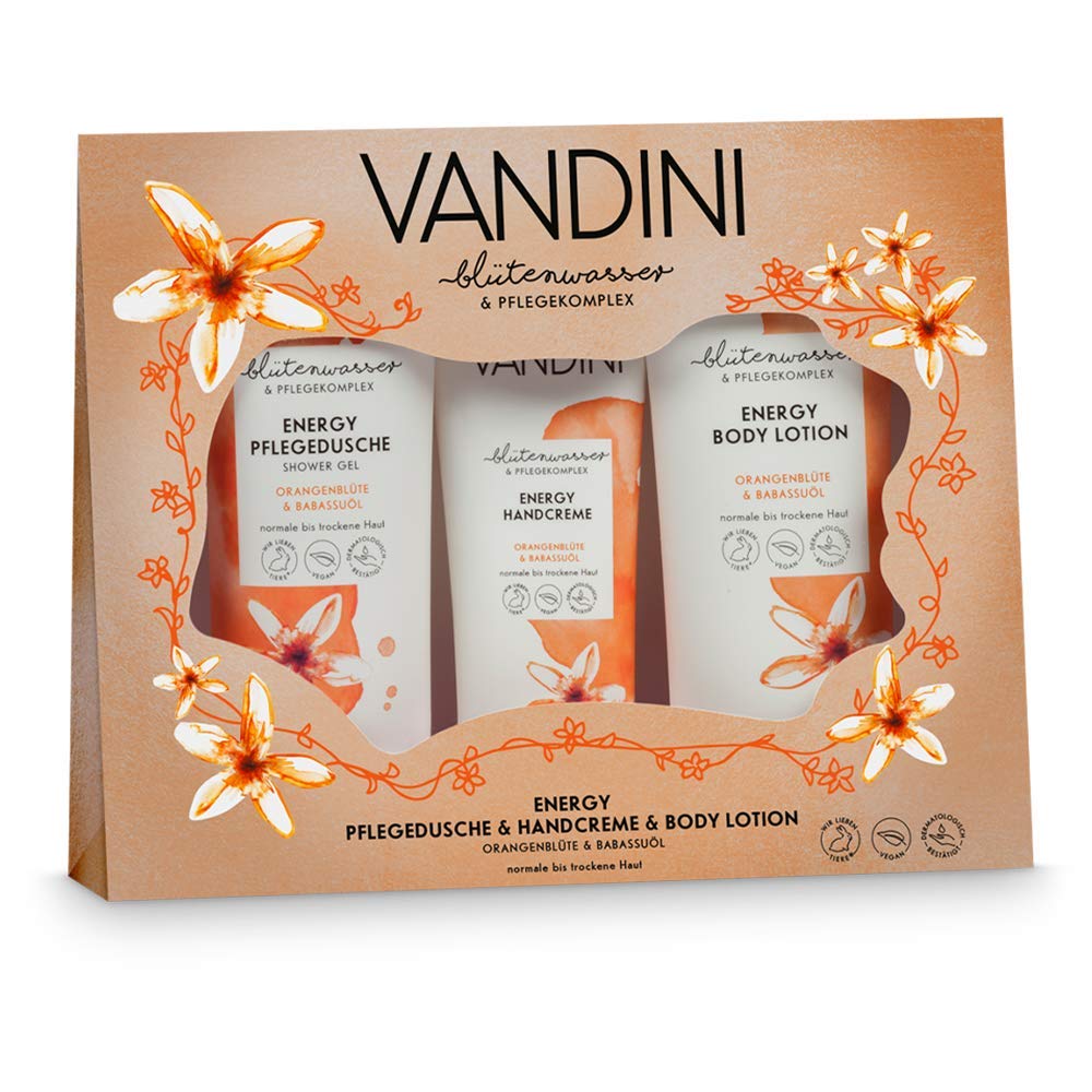 VANDINI Energy Wellness Damen Geschenkset, Wellness Geschenkset mit Bodylotion, Duschgel & Handcreme, Pflegeset 662g