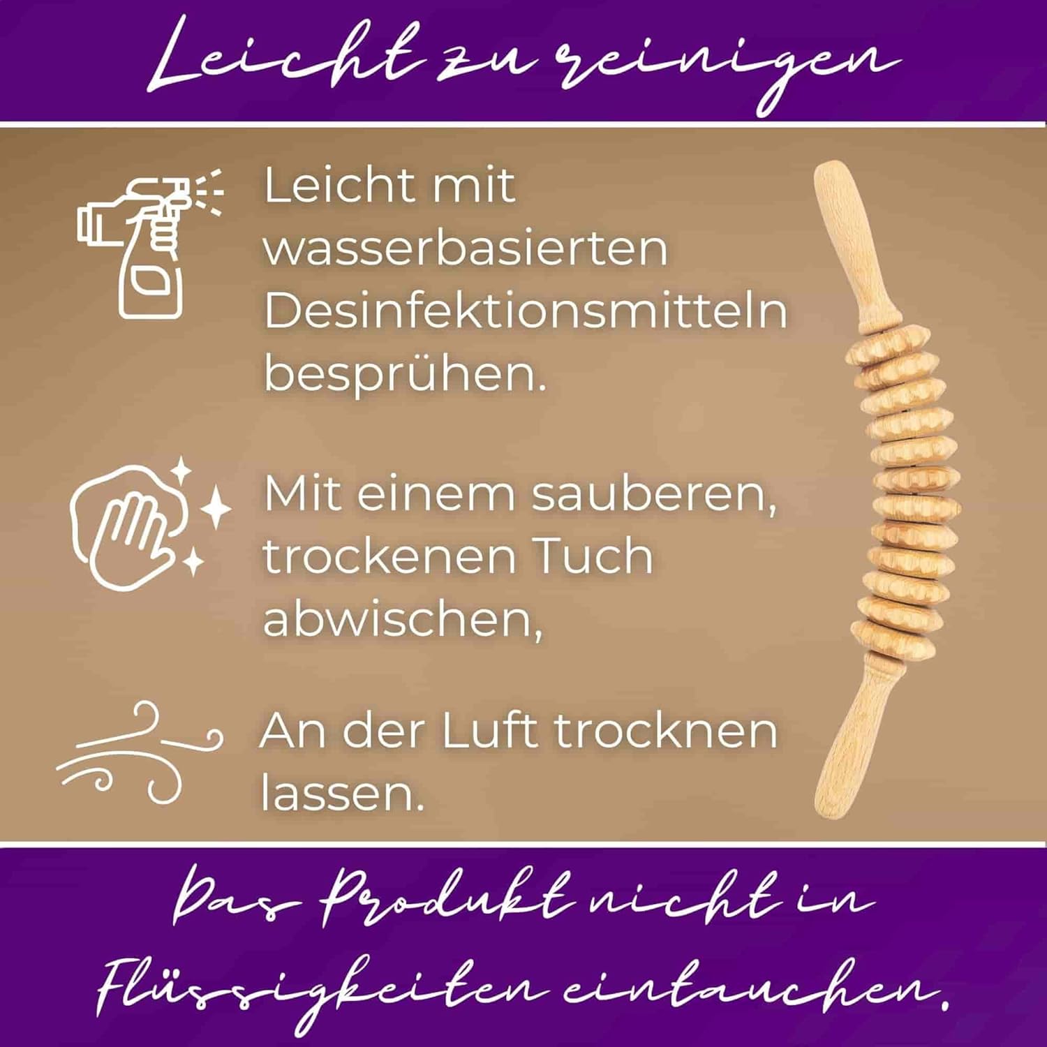 Tuuli Accessories Anti-Cellulite-Massageroller mit Griff, Maderotherapie aus Holz, für Beine, Oberschenkel, Bauch, Körper – Bild 8