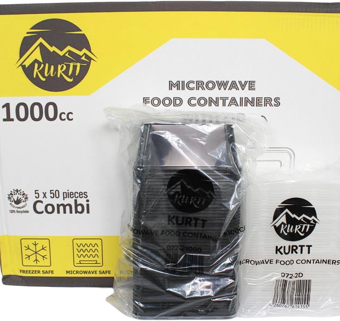 KURTT 100 Stück, Mealprep-Behälter, Mealprep-Behälter, Mikrowellenschüsseln mit Deckel, Frischhaltedosen, wiederverwendbar, mikrowellengeeignet, spülmaschinenfest (schwarz, 1000 ml) – Bild 2