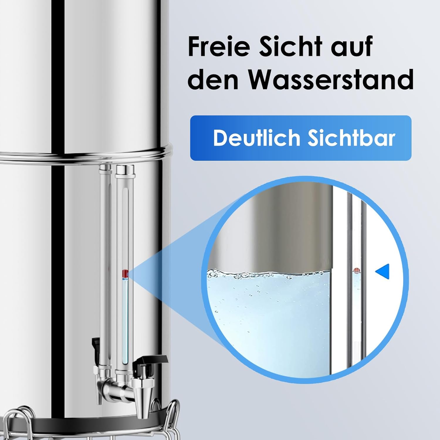 Purewell Schwerkraft-Wasserfilter 8,5 l – Edelstahlbehälter mit 4 Filtern (Aktivkohle/Fluorid) mit transparentem Wasserhahn – entfernt 99 % Fluorid, Chlor und Metalle – stromlos – Bild 5