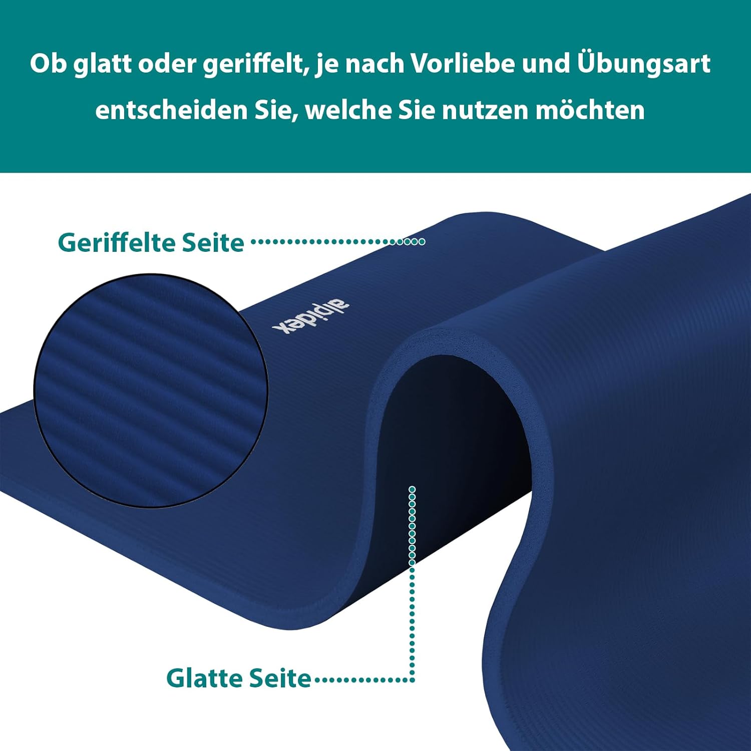 ALPIDEX Yogamatte extra dick 1,5 cm, Gymnastikmatte, 3 Größen, E-Book, rutschfest, phthalatfrei, Fitnessmatte, Gymnastik, Pilates, Sport, Physio, HIIT, Yoga, Trainingsmatte, Schlafmatte – Bild 3