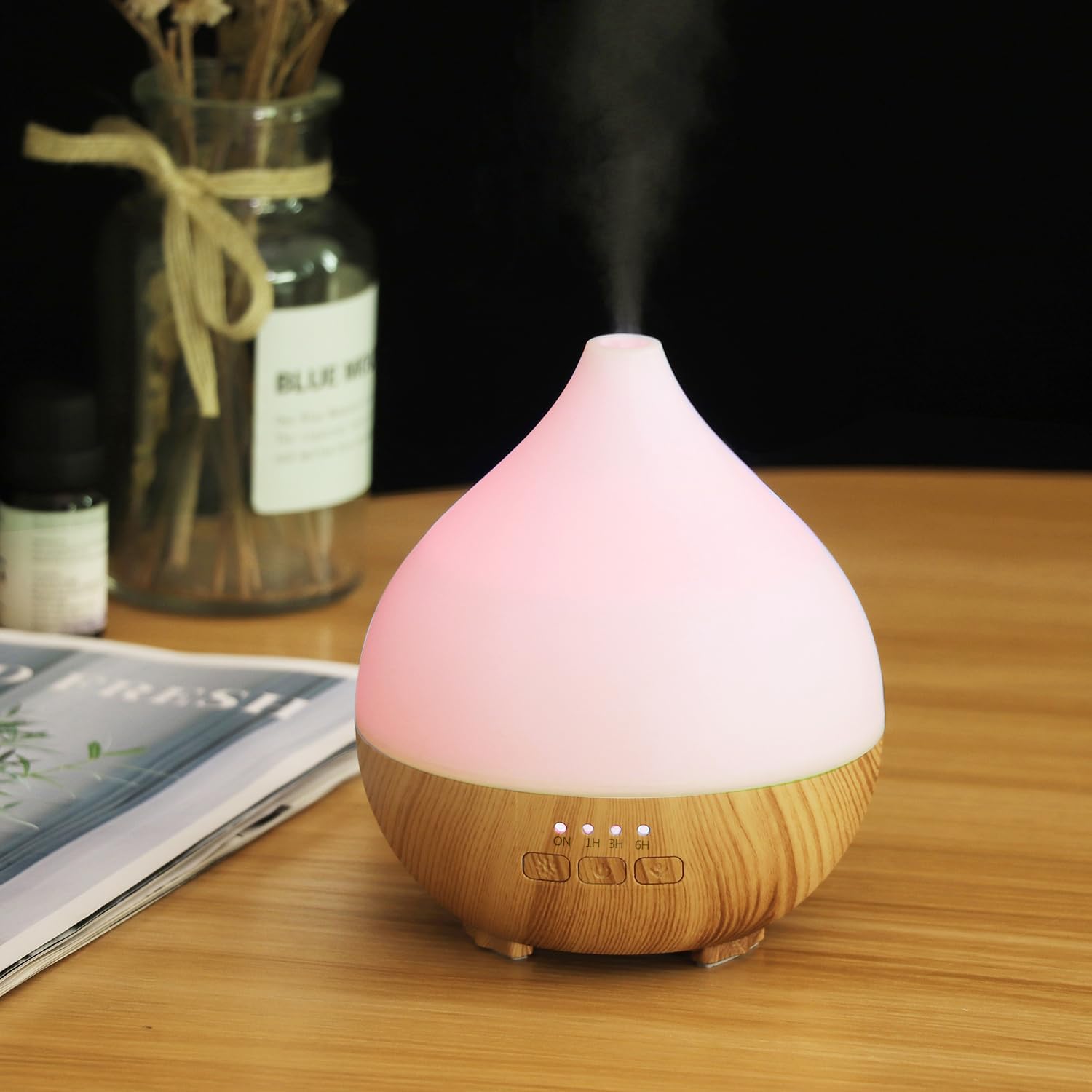 Flintronic Aroma-Diffusor, 100 ml, Ultraschall-Luftbefeuchter, Aromatherapie-Öl-Diffusor, Diffusor für ätherische Öle, Duftöl-Diffusor mit 7 farbigen LED-Lichtern und automatischer Abschaltfunktion – Bild 8