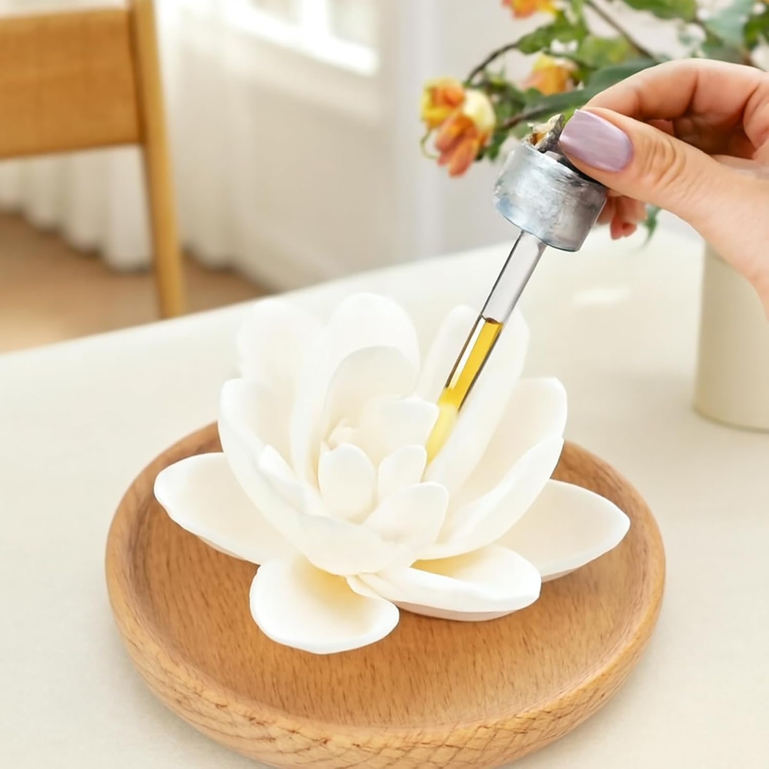 Duftsteine für ätherische Öle, Aromadiffusor mit Lotusblüten-Design, Duftstein für ätherische Öle, inklusive runder Untertasse, geeignet für Wohnzimmer und Reisen – Bild 4