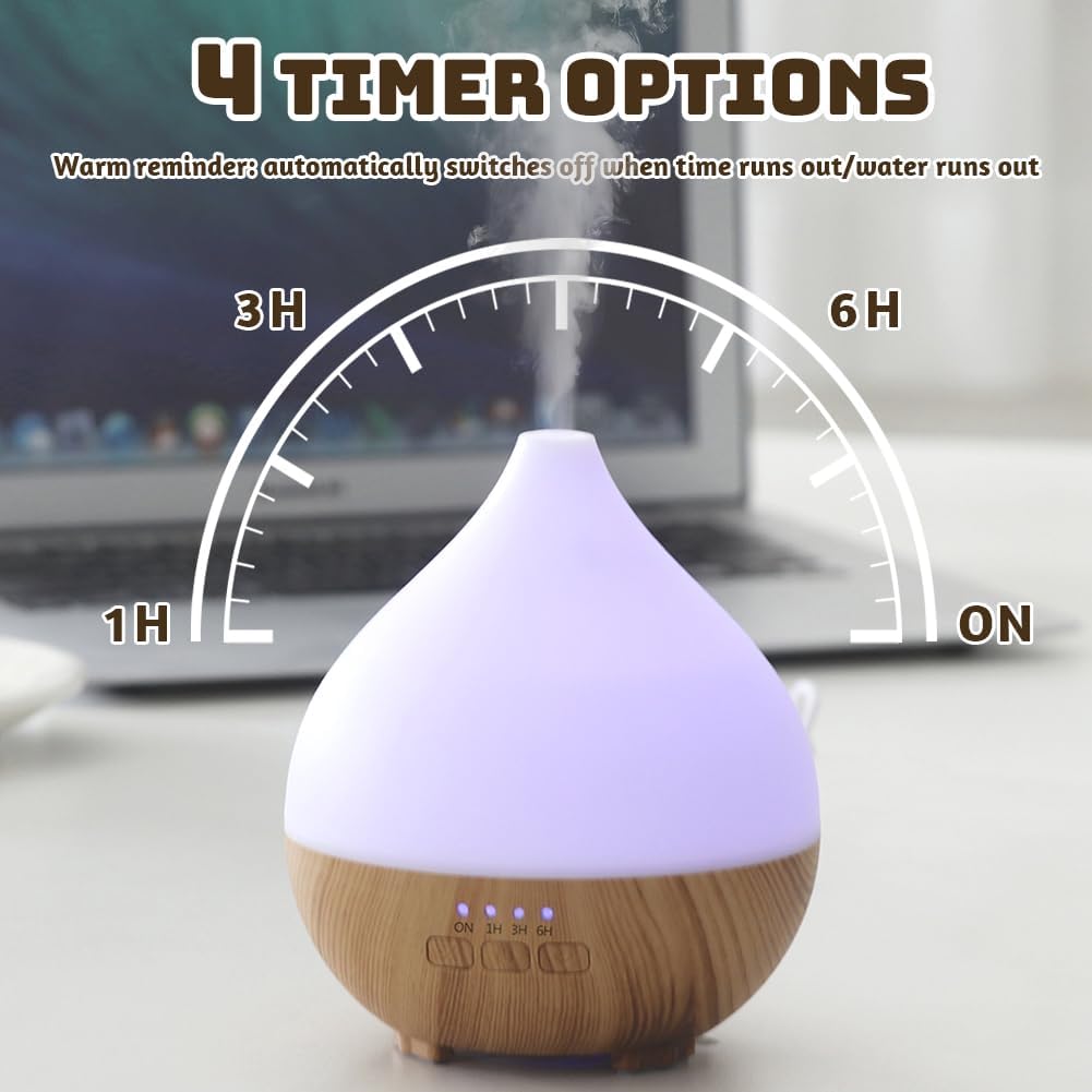 Flintronic Aroma-Diffusor, 100 ml, Ultraschall-Luftbefeuchter, Aromatherapie-Öl-Diffusor, Diffusor für ätherische Öle, Duftöl-Diffusor mit 7 farbigen LED-Lichtern und automatischer Abschaltfunktion – Bild 5