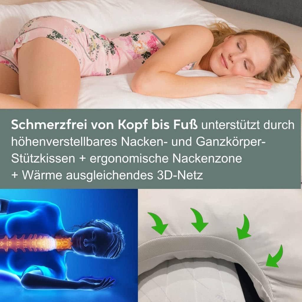 Traumreiter Jumbo Seitenschläferkissen XXL, Schwangerschaftskissen zum Schlafen, XXL Stillkissen für Seitenschläfer, Komfortkissen, U-förmiges Kissen, Körperkissen, Schlafkissen (ohne Bezug) – Bild 6