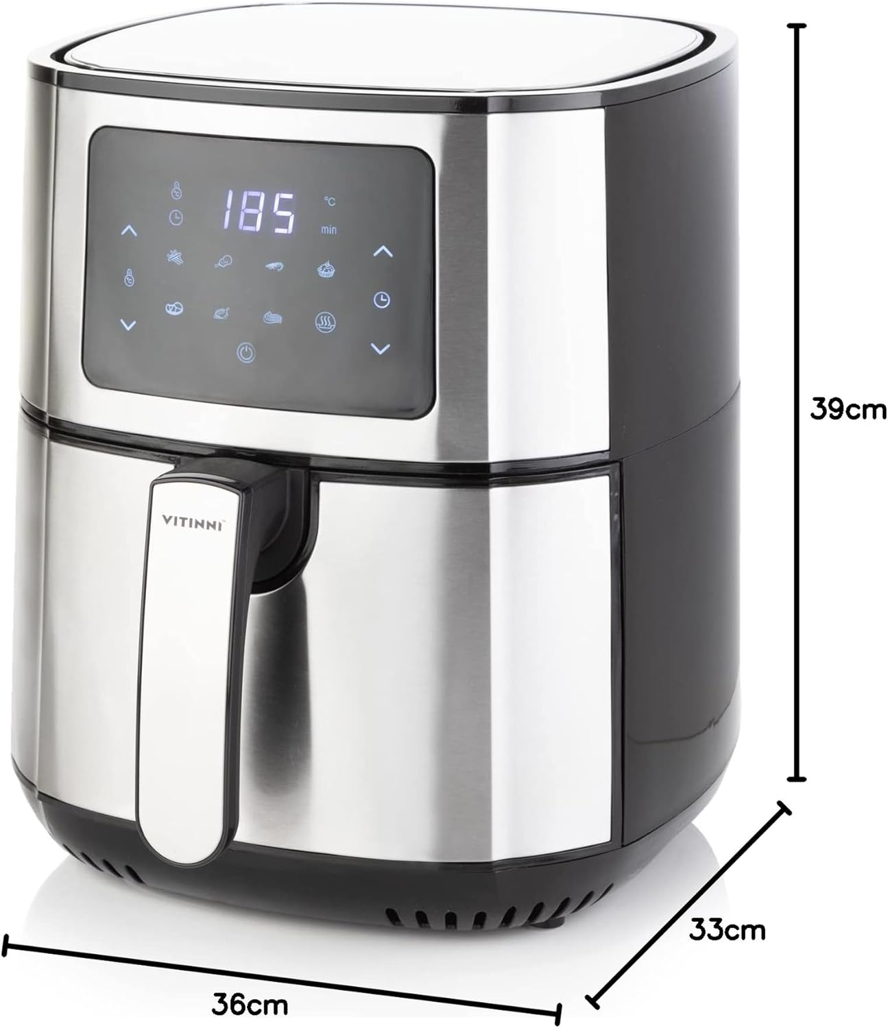 Heißluftfritteuse, 5,5 l, schnelle Luftzirkulation, 1400 W Leistung, Edelstahlkorb, Fritteuse für gesunde Zubereitung, Touchscreen, LED-Digitalanzeige, Bedienfeld mit integriertem Voreinstellungsmenü – Bild 5