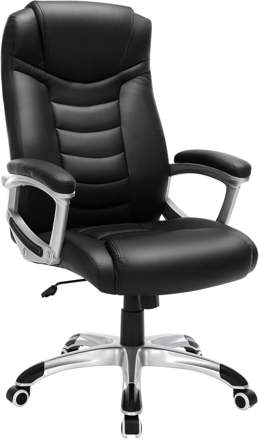 SONGMICS Ergonomischer Bürostuhl, höhenverstellbarer Drehstuhl, robust, stabil und langlebig, Schwarz, OBG21B, 52 x 53 x 122 cm