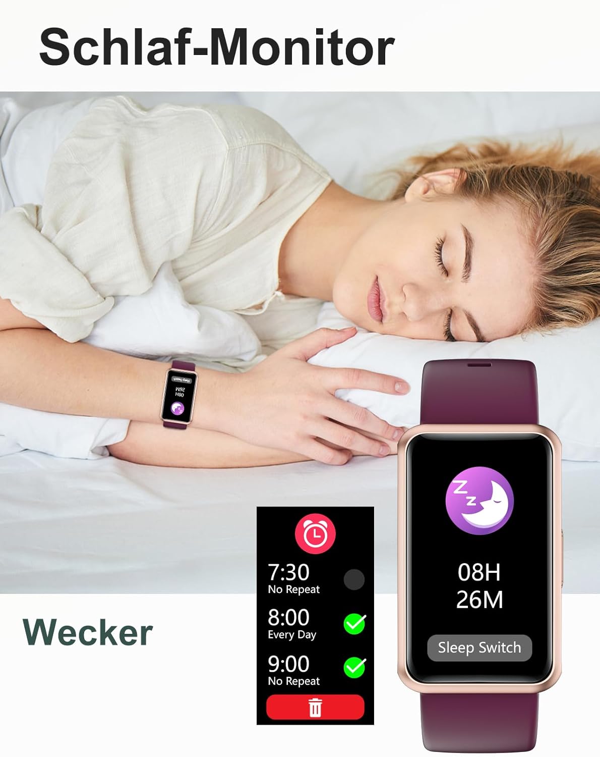 Schrittzähler-Uhr (ohne App/ohne Mobiltelefon), 1,47-Zoll-Bildschirm, einfacher Fitness-Tracker, Smartwatch mit Kalorienzähler, Schlafüberwachung, Stoppuhr, wasserdichter Timer, Gehen, Laufen, Fitnessuhr für Senioren/Männer/Frauen – Bild 5