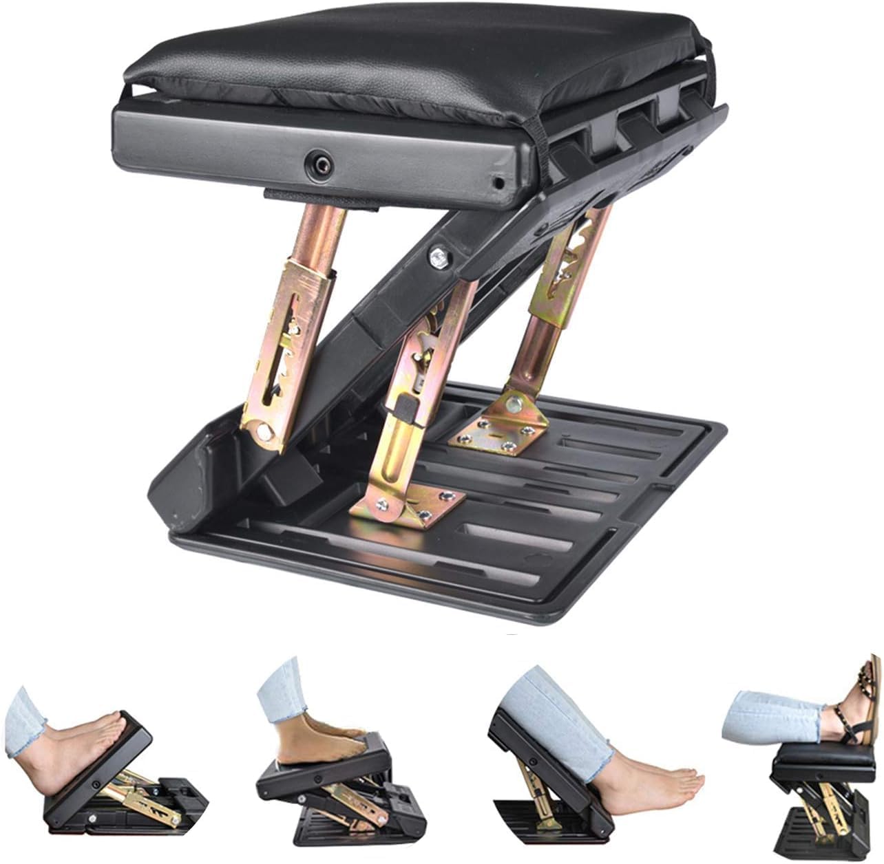 Fußstütze, Schreibtisch-Fußstütze, verstellbarer Fußhocker mit Massage, ergonomischer Höhenwinkel, verstellbar, für Büro und Zuhause (schwarz)