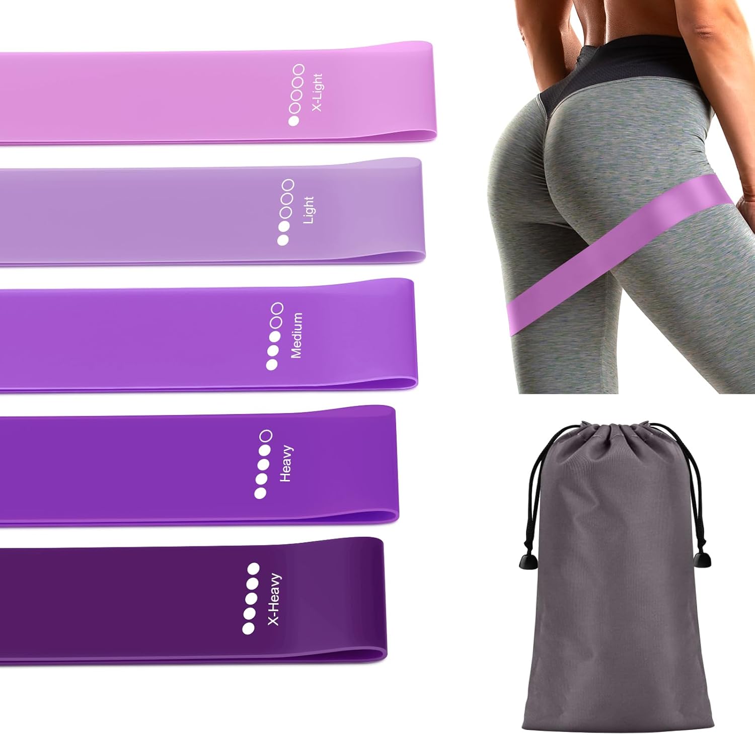 Fitnessbänder, Widerstandsbänder aus Naturlatex, Widerstandsbänder mit Übungsanleitung auf Deutsch und Tragetasche, Gymnastikband, Fitnessband für Muskelaufbau, Pilates, Yoga – Bild 2