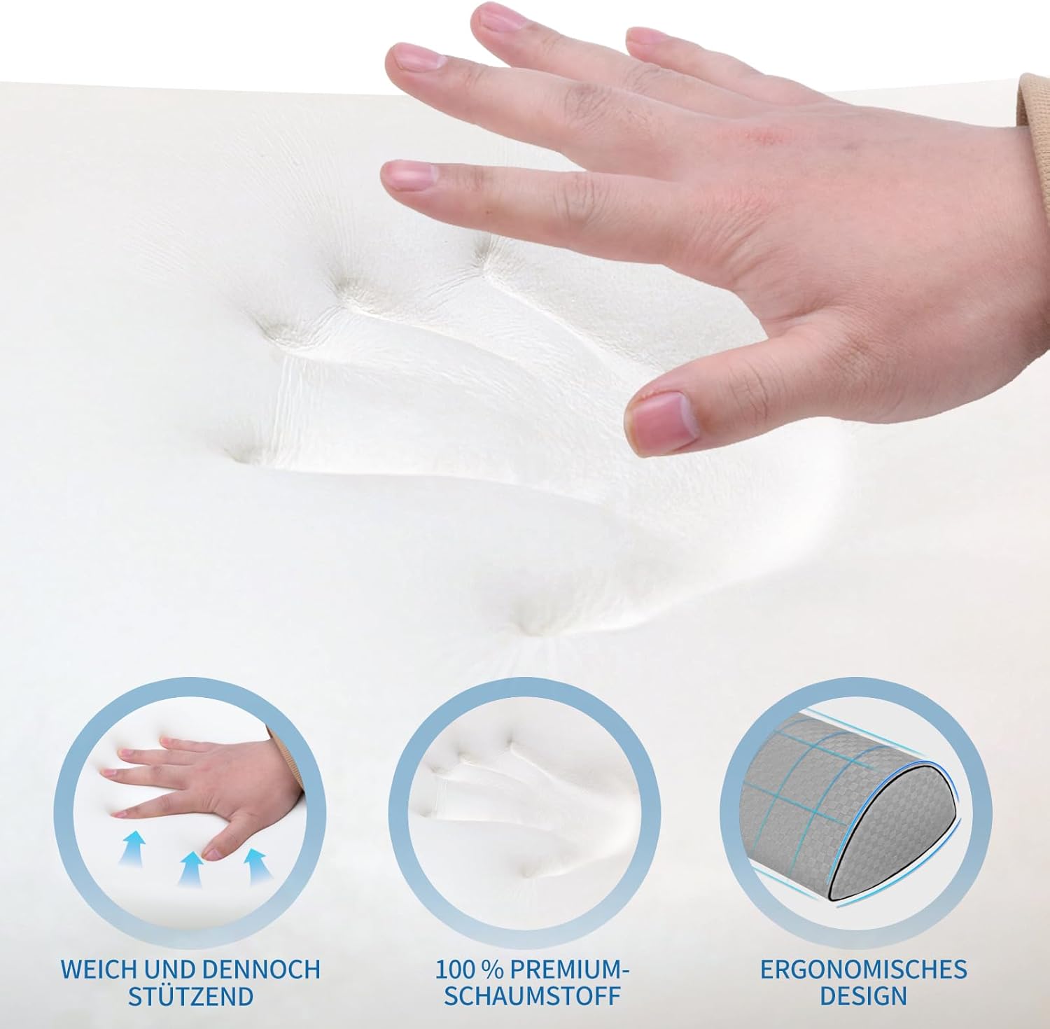 Kniekissen für Seitenschläfer, Memory-Schaum-Kissen für Hüft- und Rückenschmerzen, Keilkissen für Rückenposition, ergonomische Schlafunterstützung (grau) – Bild 4