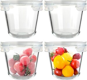 710 ml Glasbehälter mit Deckel, 4 ...