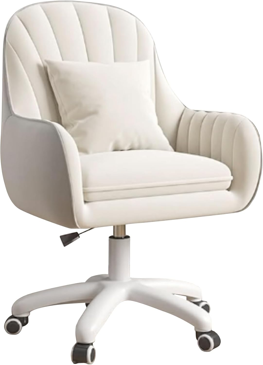 Home-Office-Stuhl, Samtstuhl mit Kissen, 360° drehbar, höhenverstellbarer Bürostuhl, ergonomisch, Schminkstuhl, Drehstuhl, für Arbeitszimmer, Schlafzimmer, maximale Belastung 120 kg, Beige