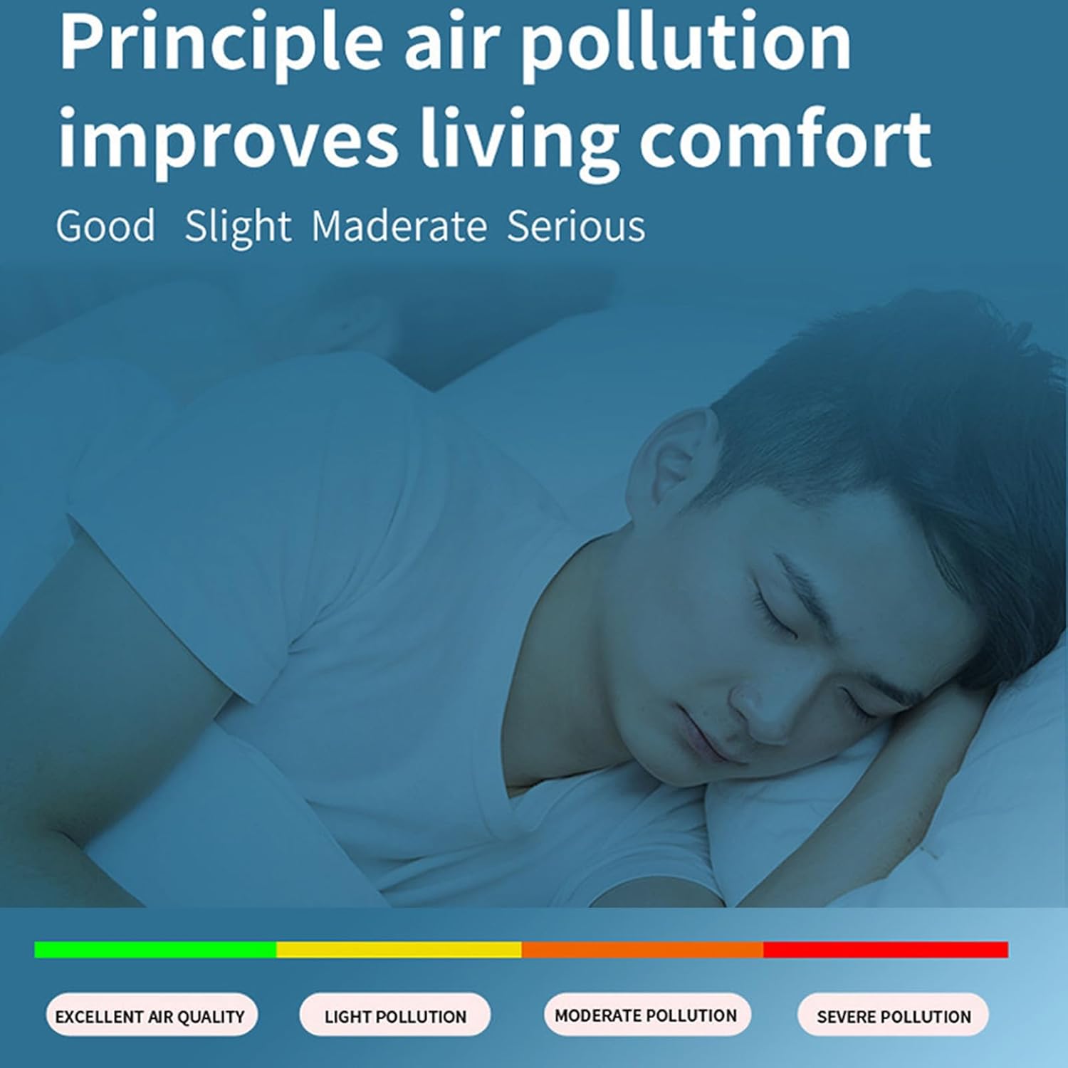 lyrlody Luftqualitätsmonitor zur Überwachung der Luftqualität, Luftqualitätsmessgerät mit LCD-Hintergrundbeleuchtung und CO₂-TVOC-HCHO-PM2,5-PM10-Messung für die Prüfung der Luftqualität in Innenräumen (schwarz) – Bild 7