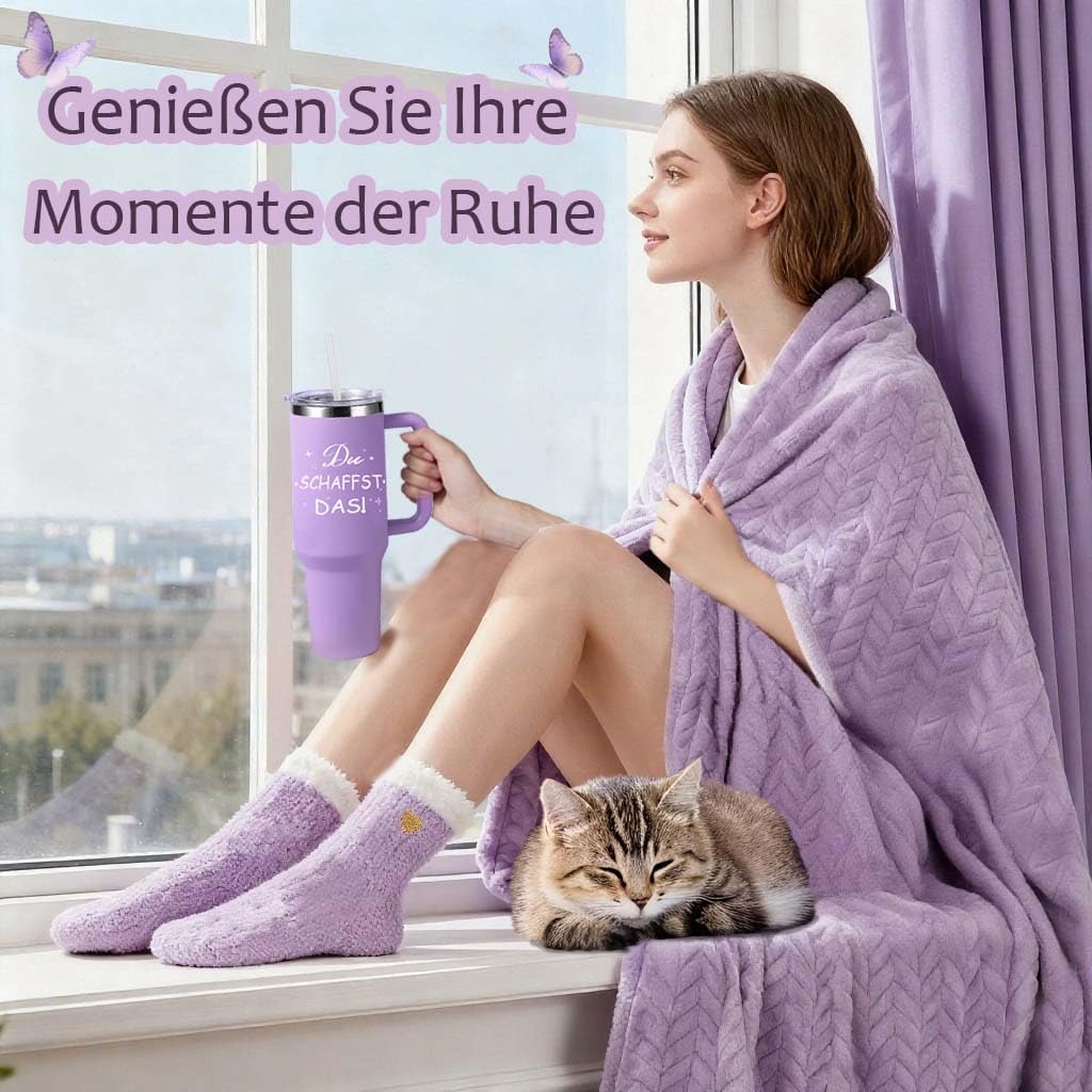 Geschenke für Mütter und Frauen, Geschenkset für beste Freundinnen, 12-teiliges Kuscheldeck-Geschenk mit 40-Unzen-Edelstahl-Weinbecher als Geburtstagsgeschenke für Mütter, Frauen, beste Freundin, Oma, Schwester – Bild 5