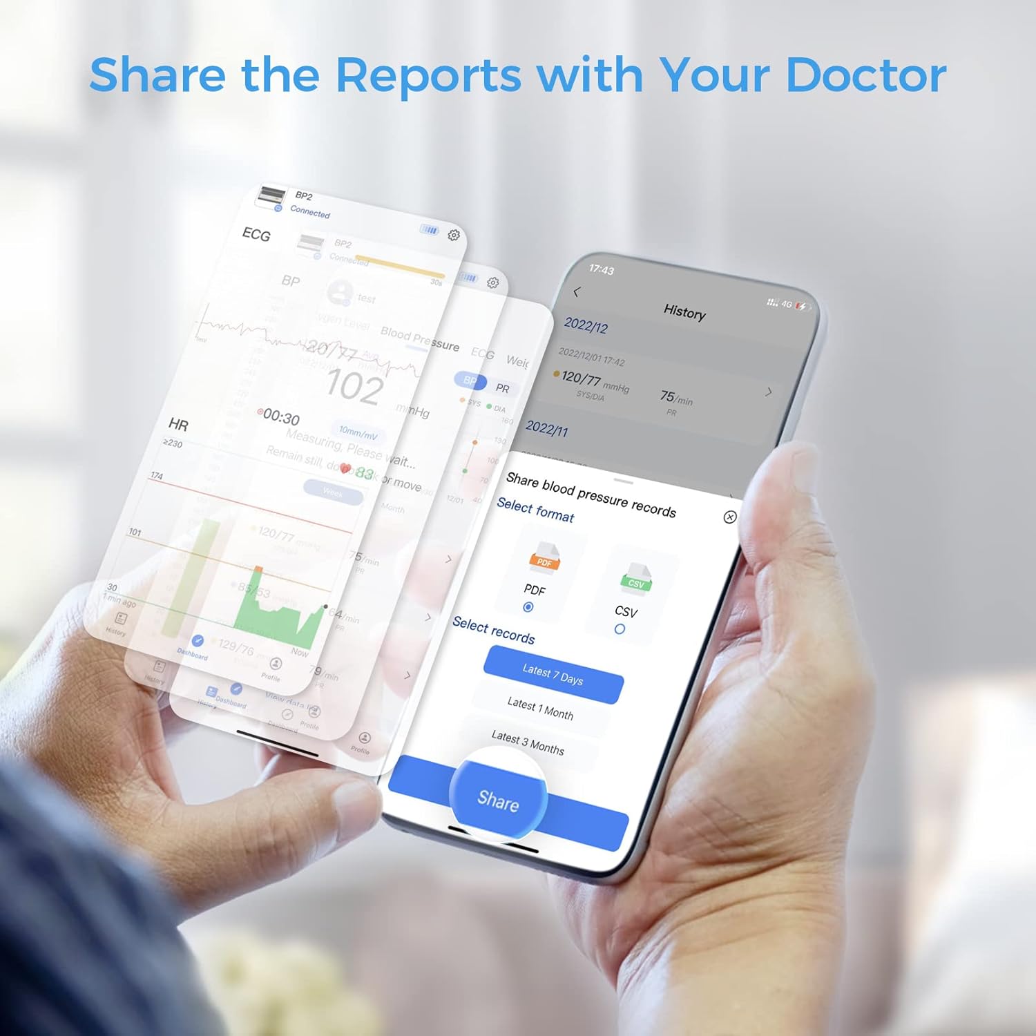 Wellue Armfit Plus Blutdruckmessgerät mit EKG-Funktion, Bluetooth-Oberarm-Blutdruckmessgerät für den Heimgebrauch, große Blutdruckmanschette, kostenlose App für iOS & Android – Bild 5