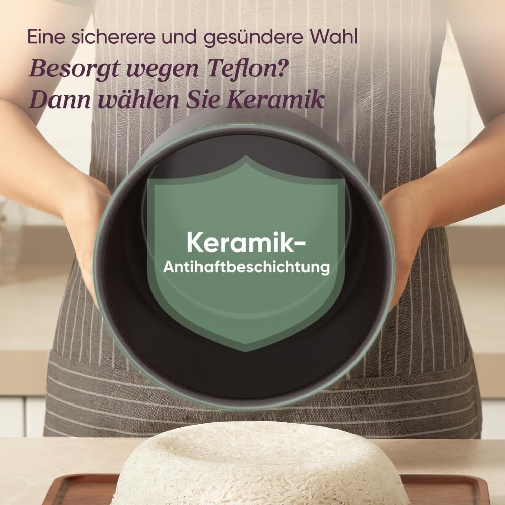 COSORI Schnellkochtopf, Keramikbeschichtung, 9-in-1, Multikocher mit 14 Funktionen, Schnellkochtopf 5,7 l, Reiskocher, Dampfgarer, Joghurtbereiter, Slow Cooker und Sous Vide, Rezeptbuch, Edelstahl – Bild 2