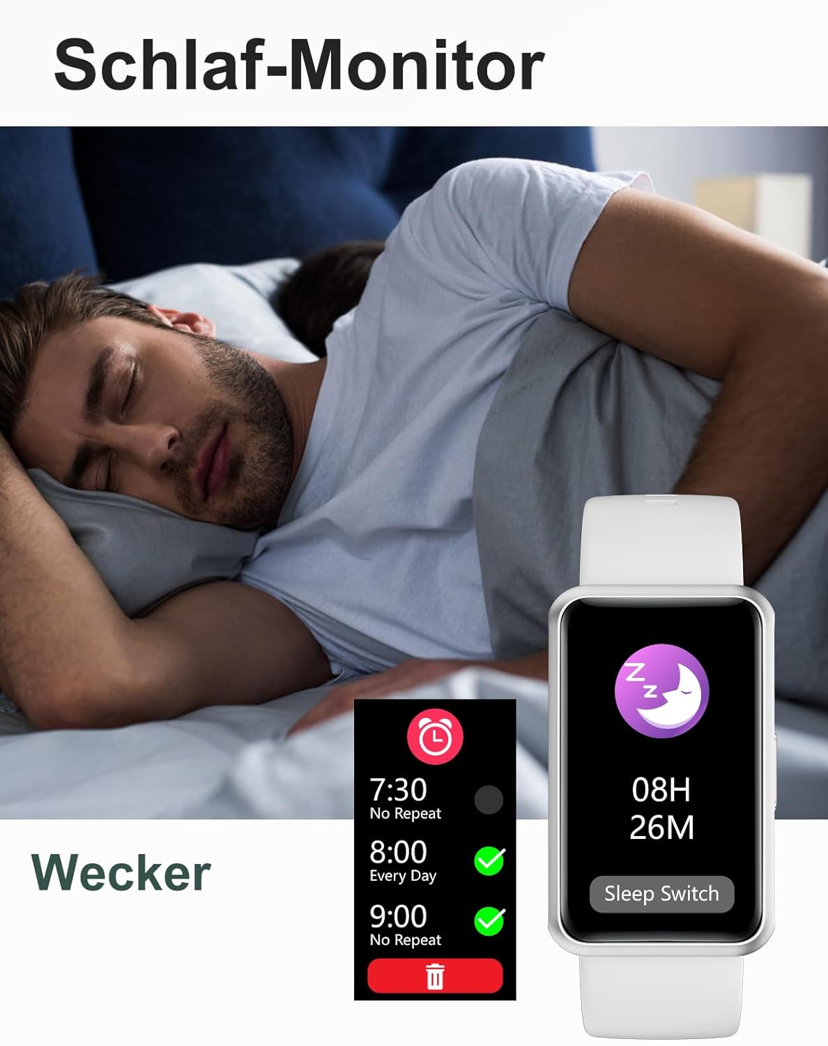 Schrittzähler-Uhr (ohne App/ohne Mobiltelefon), 1,47-Zoll-Bildschirm, einfacher Fitness-Tracker, Smartwatch mit Kalorienzähler, Schlafüberwachung, Stoppuhr, wasserdichter Timer, Gehen, Laufen, Fitnessuhr für Senioren/Männer/Frauen – Bild 5