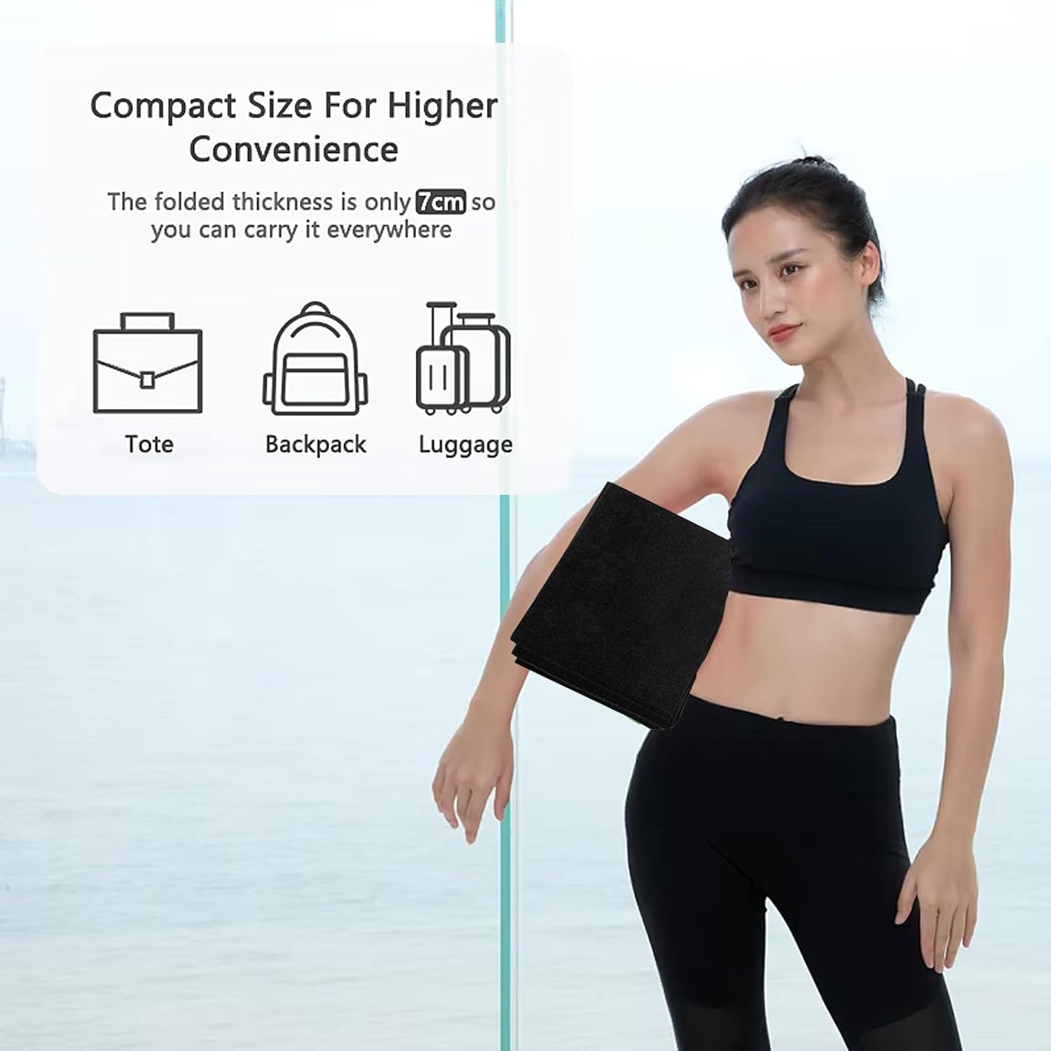 Faltbare Yogamatte, rutschfeste tragbare Fitnessmatte, Gymnastikmatte, rutschfeste, leichte TPE-Sportreise-Yogamatte für Reisen, Pilates, Yoga, Fitness, Sport, 183 x 61 x 0,4 cm, Leder Pink – Bild 3