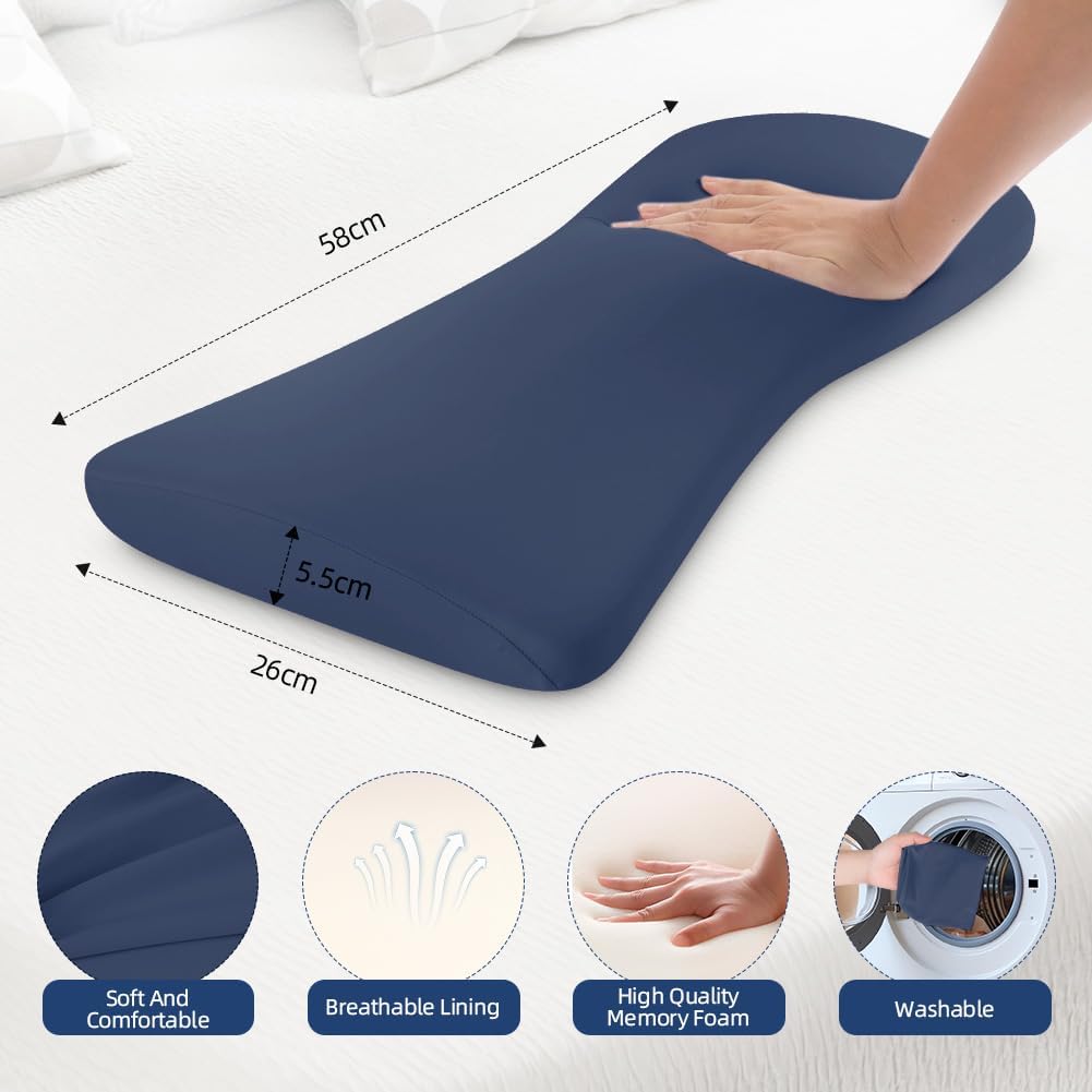 HOTUT Lendenwirbelstützkissen, orthopädisches Memory-Schaum-Lendenkissen, Lendenkissen zum Schlafen für Bett, Sofa, Stuhl, Auto und Bürostuhl (Dunkelblau) – Bild 2